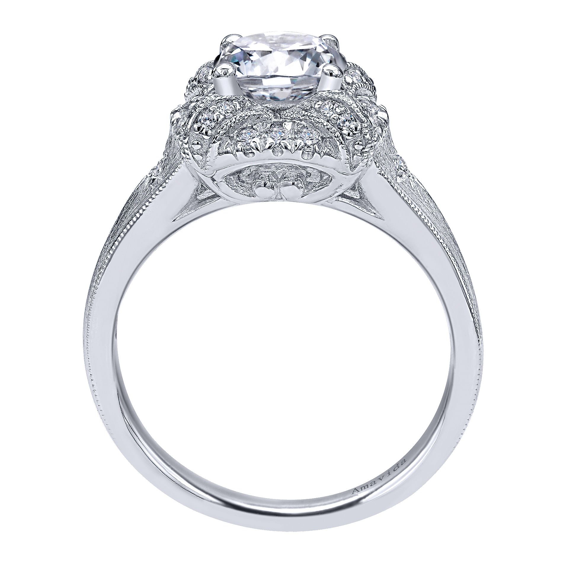 18k White Gold Diamond Halo Engagement Ring angle 2 18k White Gold Diamond Halo Engagement Ring angle 2