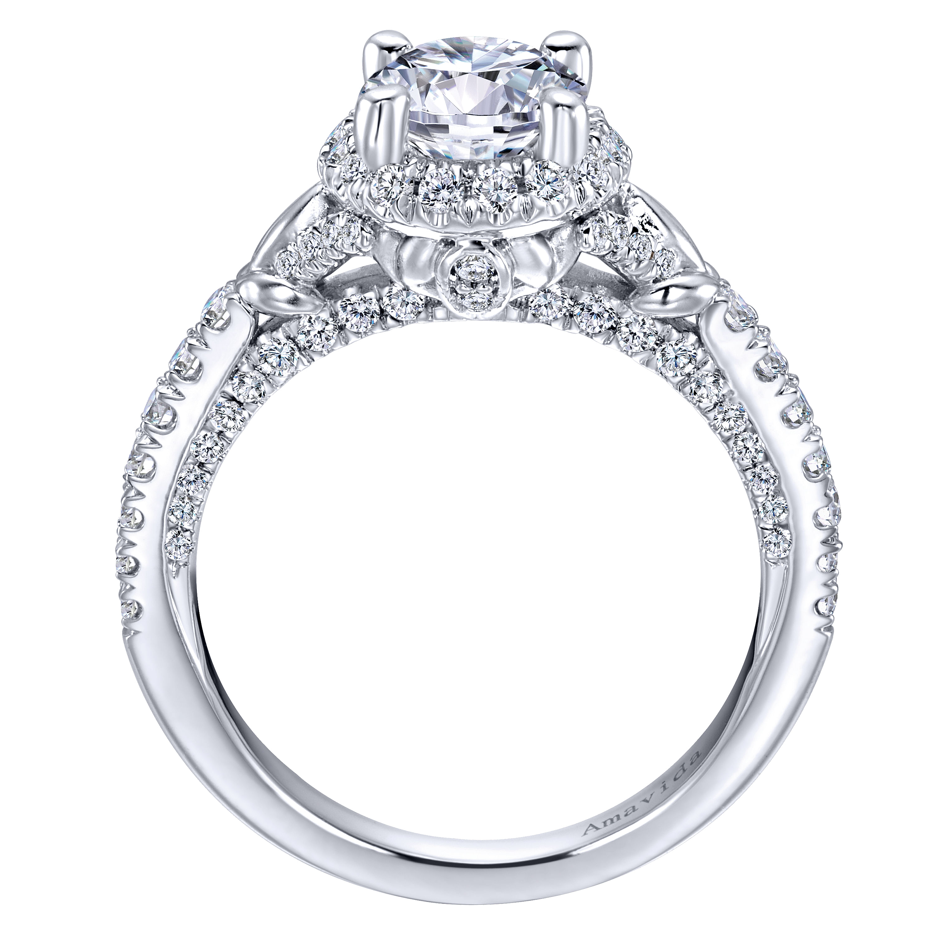 18k White Gold Diamond Halo Engagement Ring angle 2 18k White Gold Diamond Halo Engagement Ring angle 2