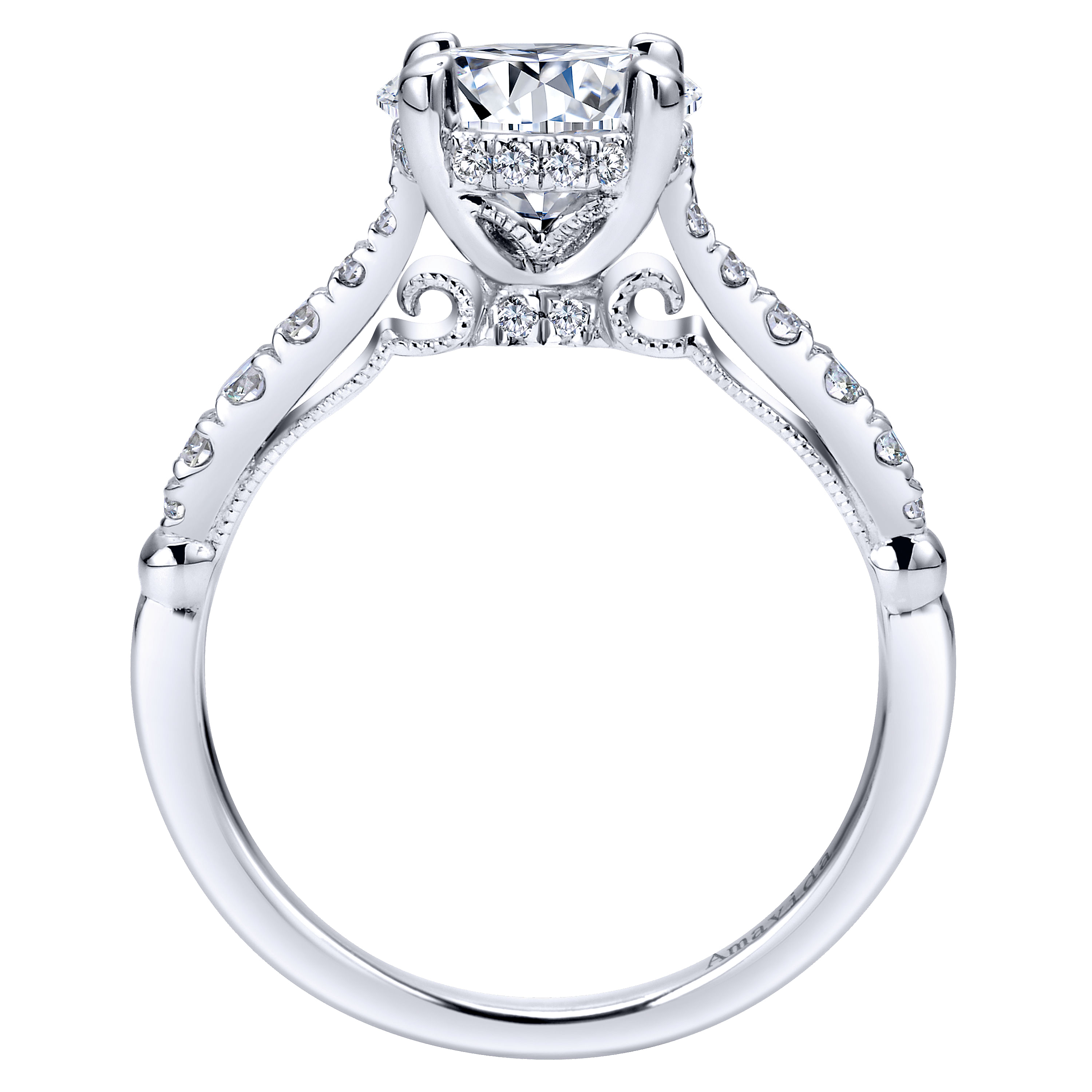 18k White Gold Diamond Halo Engagement Ring angle 2 18k White Gold Diamond Halo Engagement Ring angle 2