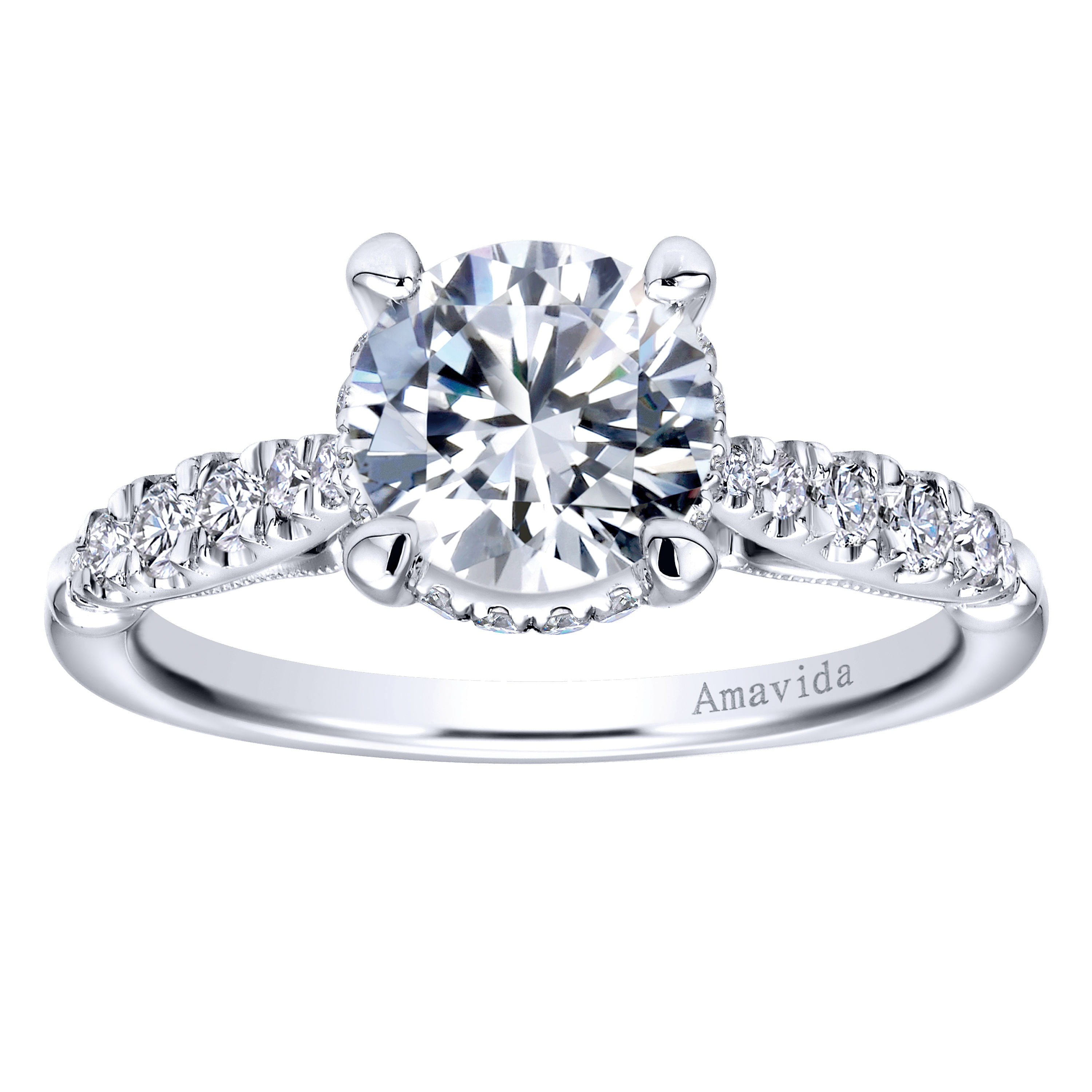 18k White Gold Diamond Halo Engagement Ring angle 5 18k White Gold Diamond Halo Engagement Ring angle 5