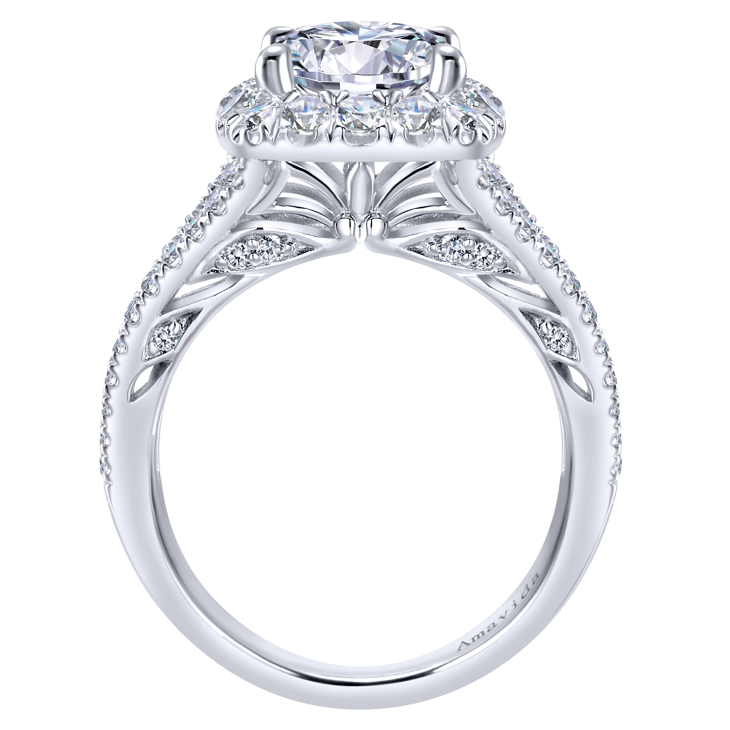 18k White Gold Diamond Halo Engagement Ring angle 2 18k White Gold Diamond Halo Engagement Ring angle 2