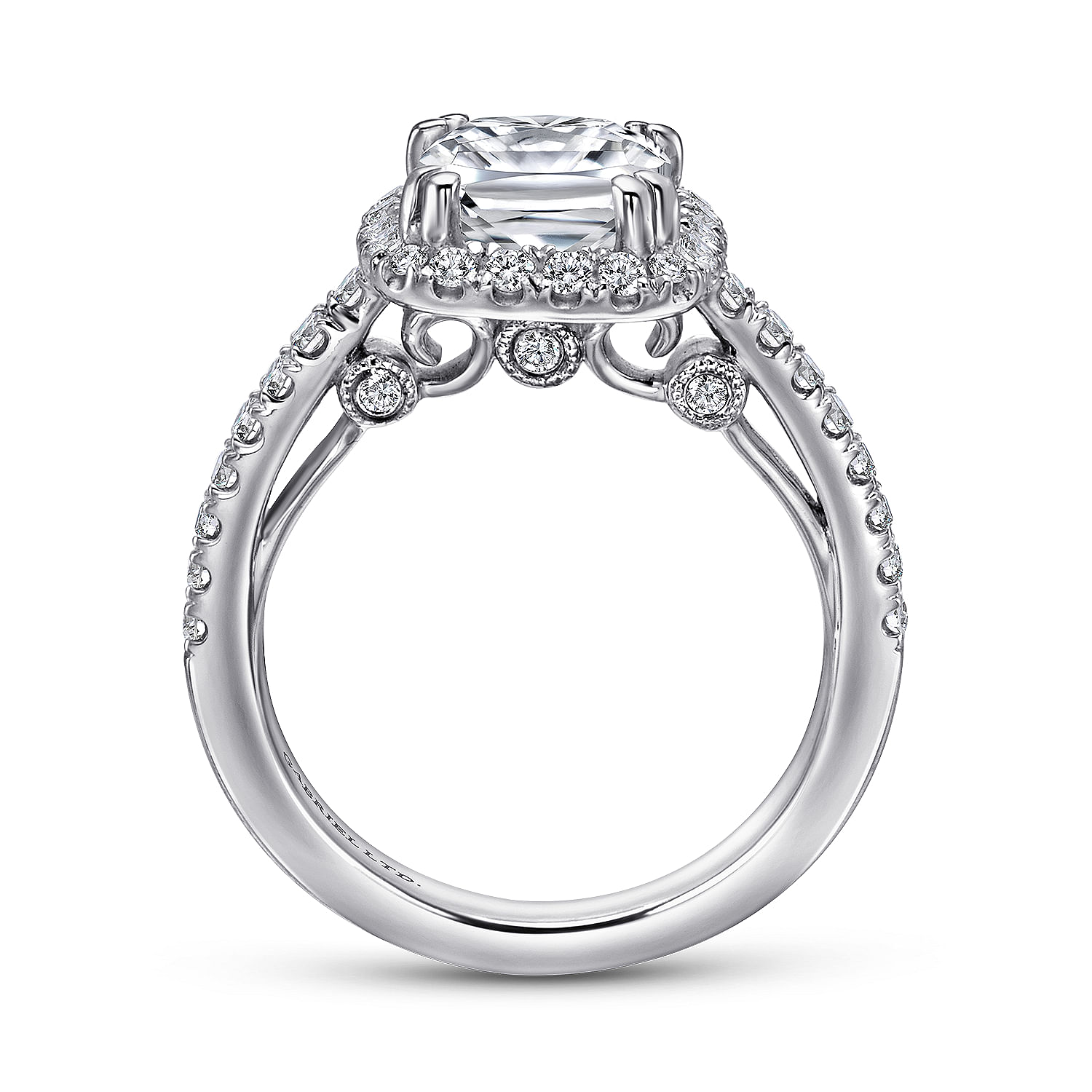 18k White Gold Diamond Halo Engagement Ring angle 2 18k White Gold Diamond Halo Engagement Ring angle 2