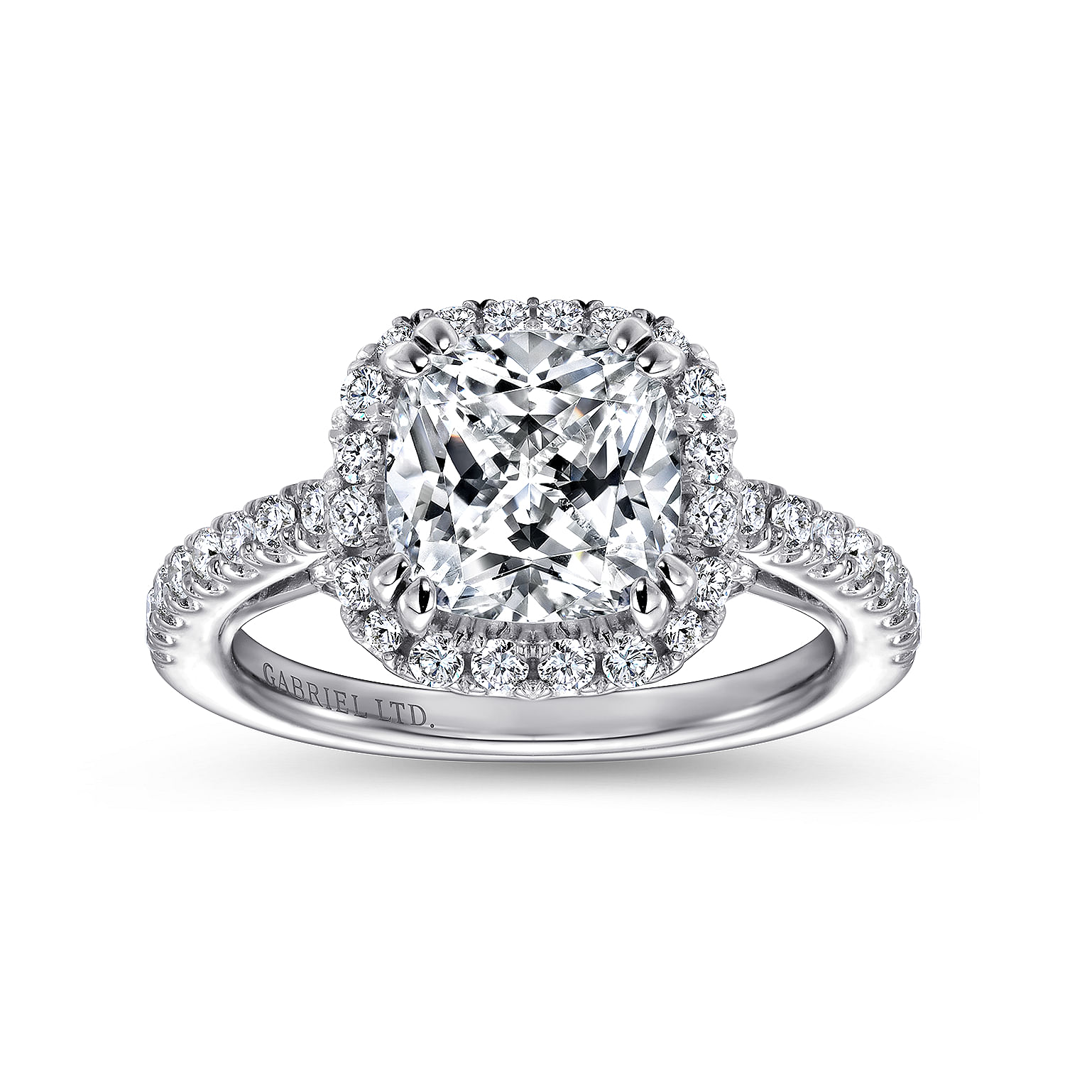 18k White Gold Diamond Halo Engagement Ring angle 5 18k White Gold Diamond Halo Engagement Ring angle 5