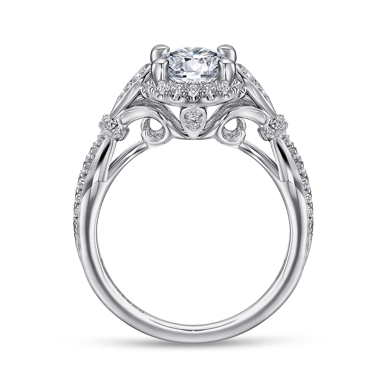 18k White Gold Diamond Halo Engagement Ring angle 2 18k White Gold Diamond Halo Engagement Ring angle 2