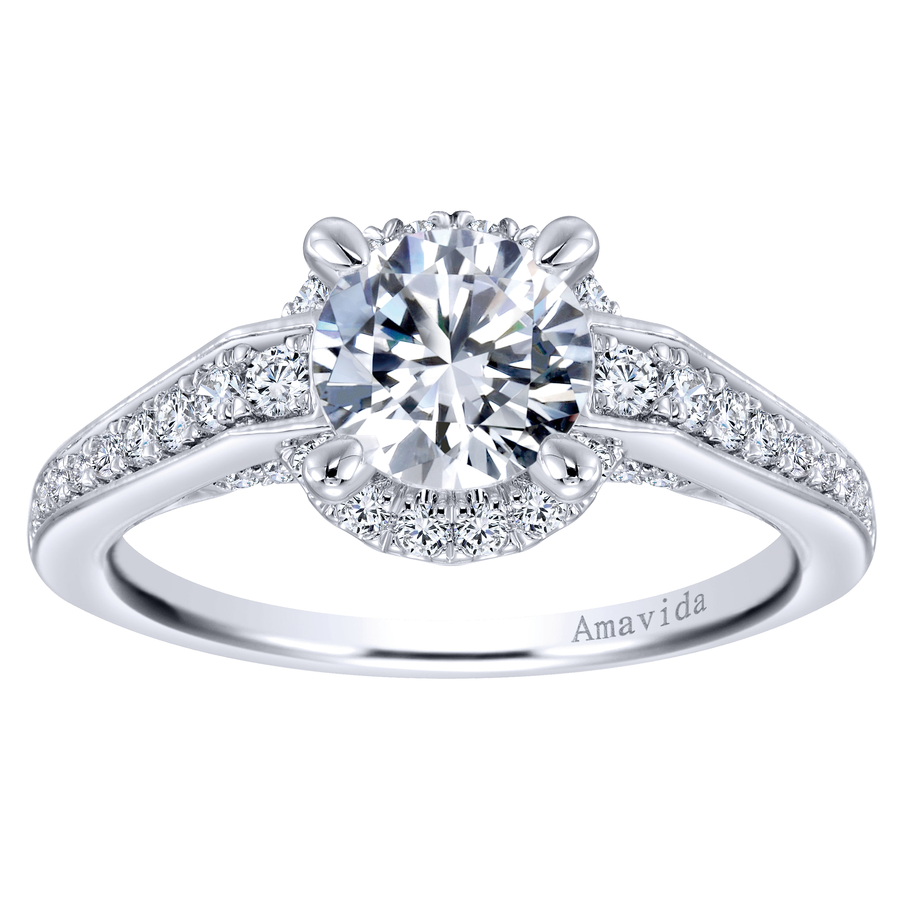 18k White Gold Diamond Halo Engagement Ring angle 5 18k White Gold Diamond Halo Engagement Ring angle 5