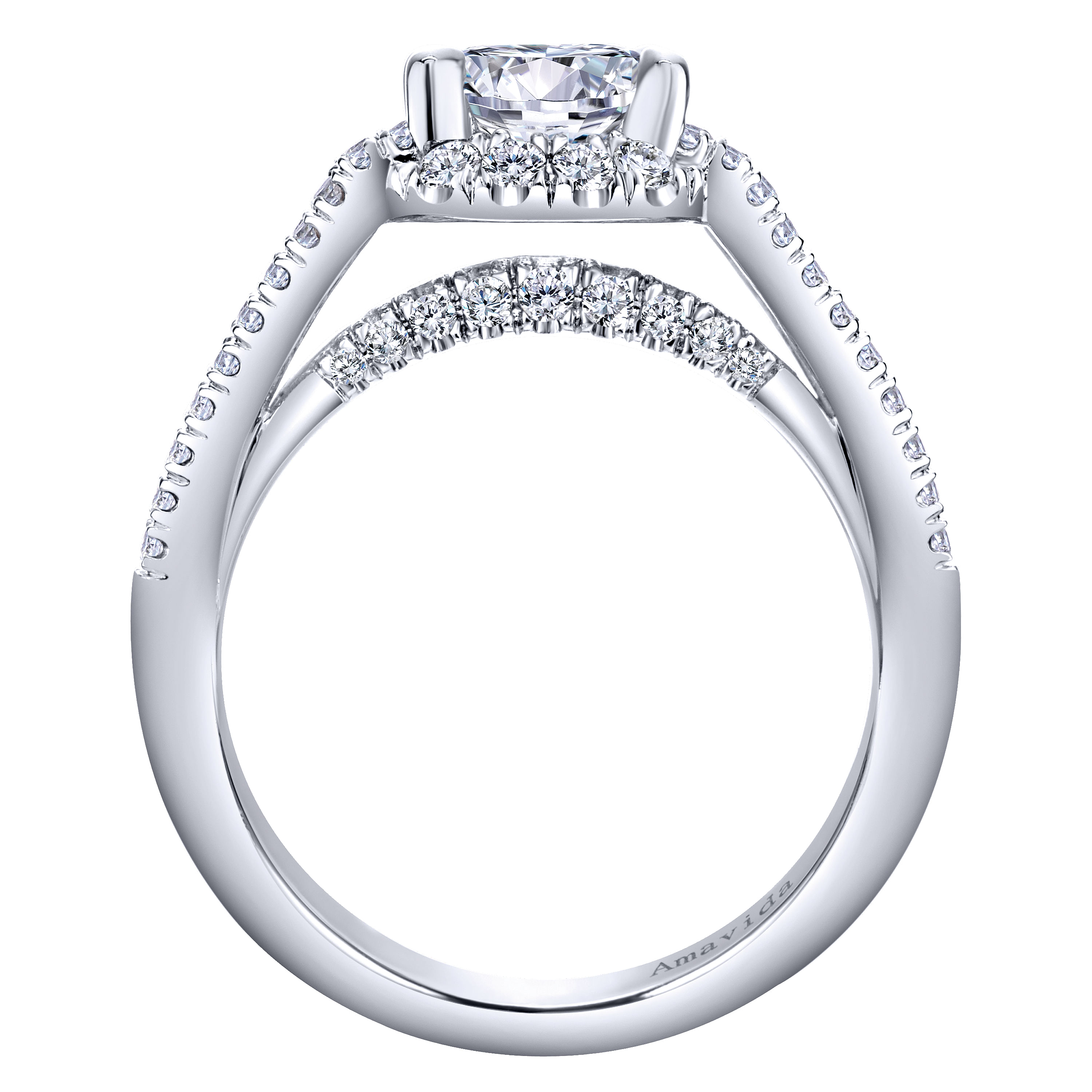 18k White Gold Diamond Halo Engagement Ring angle 2 18k White Gold Diamond Halo Engagement Ring angle 2