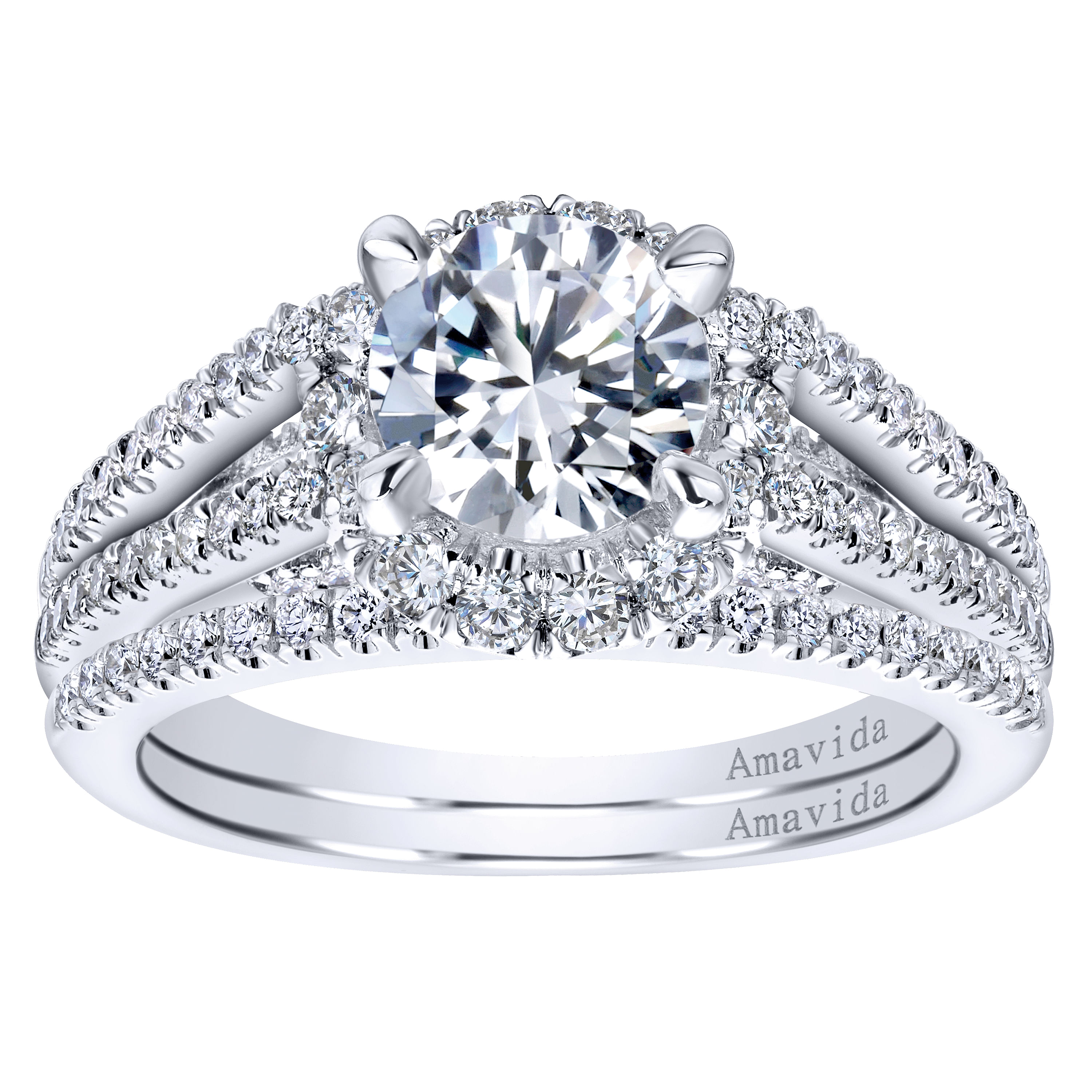 18k White Gold Diamond Halo Engagement Ring angle 4 18k White Gold Diamond Halo Engagement Ring angle 4