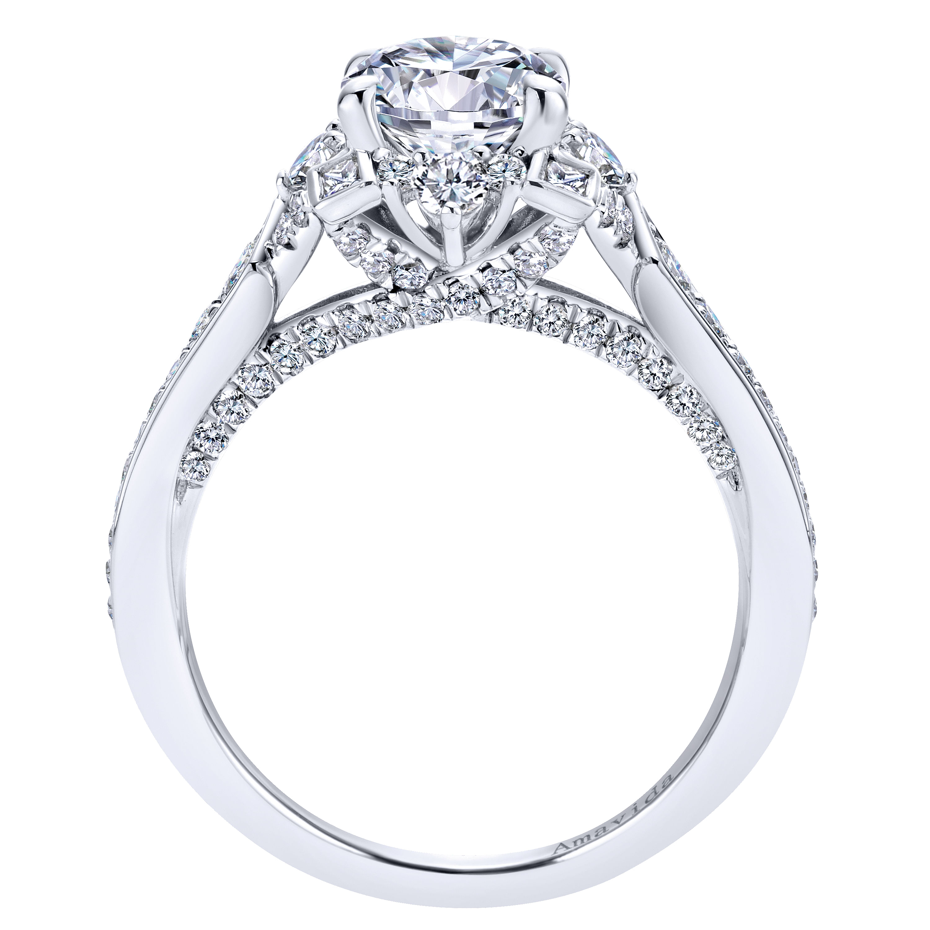 18k White Gold Diamond Halo Engagement Ring angle 2 18k White Gold Diamond Halo Engagement Ring angle 2