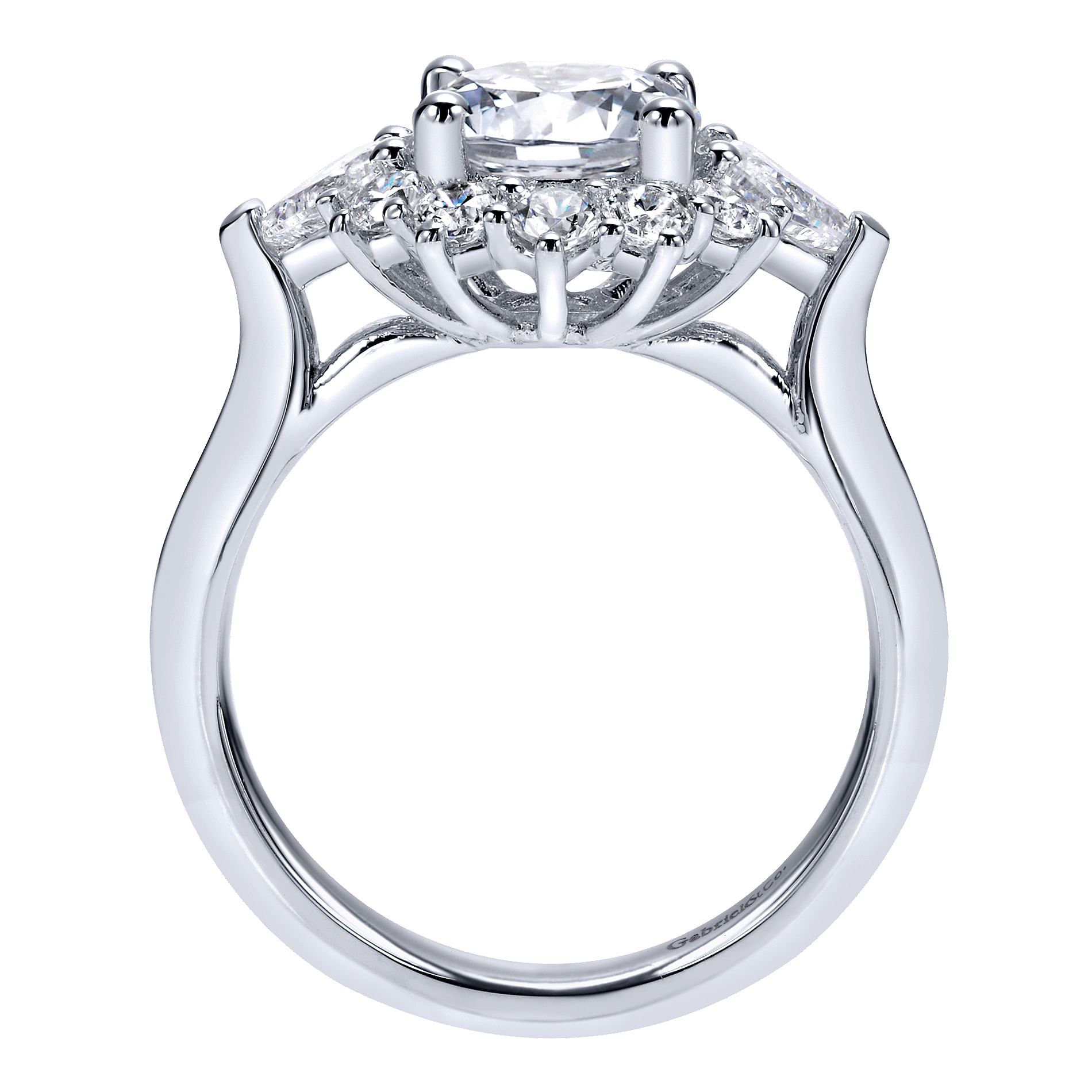 18k White Gold Diamond Halo Engagement Ring angle 2 18k White Gold Diamond Halo Engagement Ring angle 2