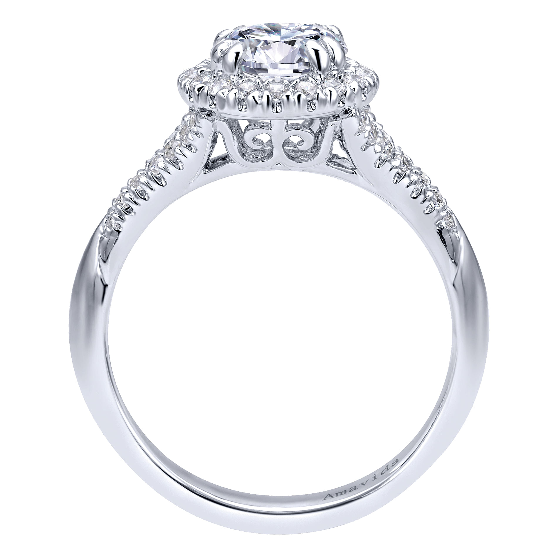 18k White Gold Diamond Halo Engagement Ring angle 2 18k White Gold Diamond Halo Engagement Ring angle 2