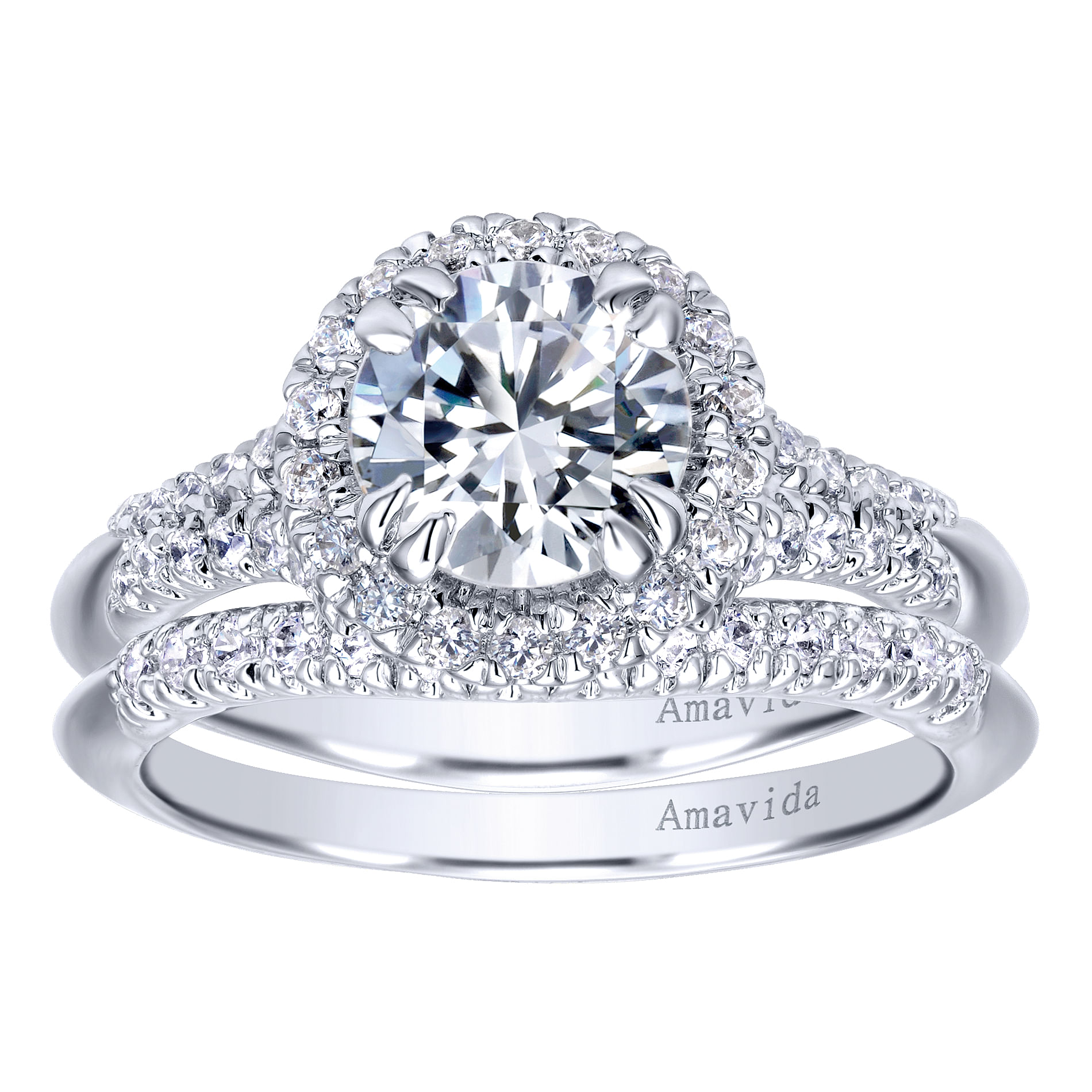 18k White Gold Diamond Halo Engagement Ring angle 4 18k White Gold Diamond Halo Engagement Ring angle 4