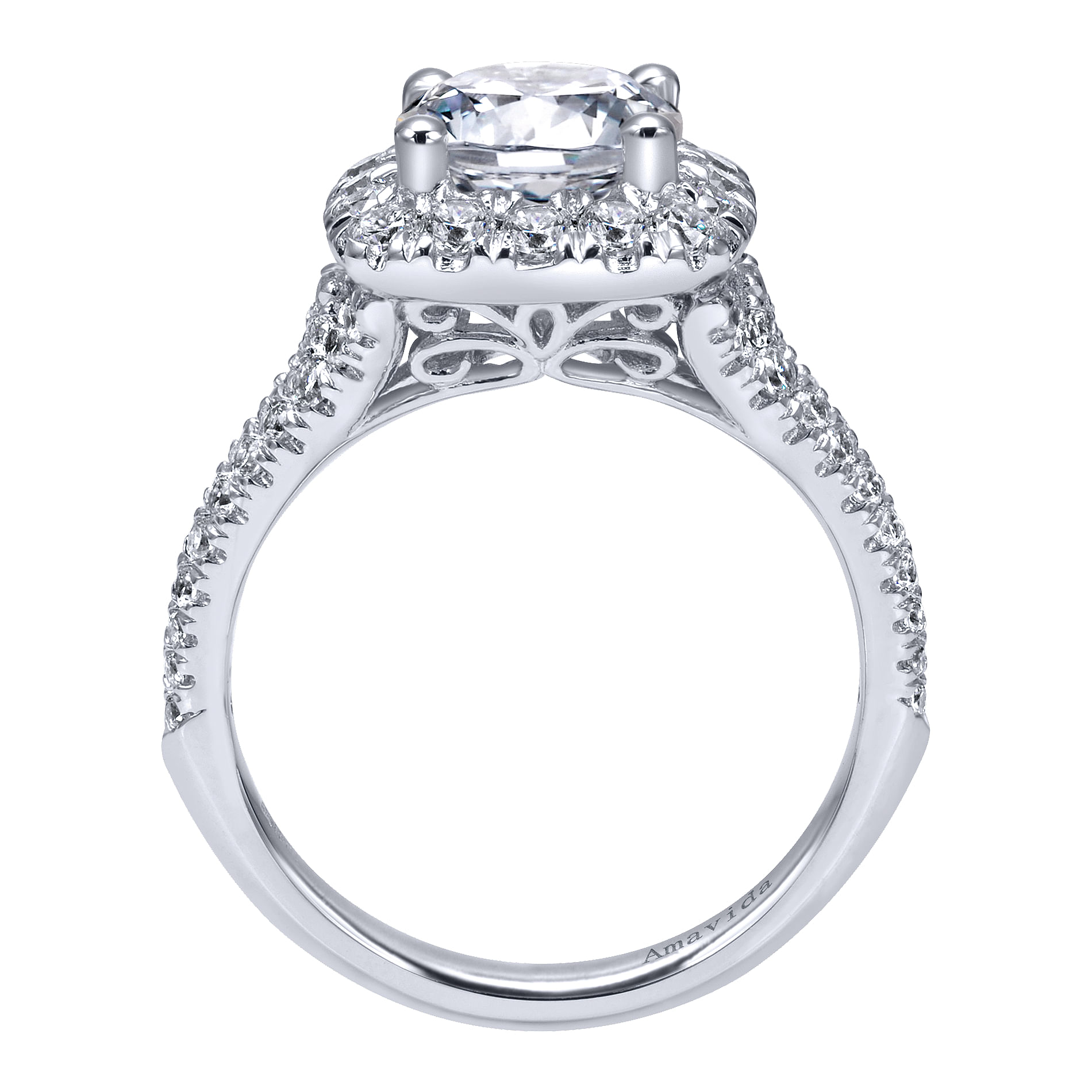 18k White Gold Diamond Halo Engagement Ring angle 2 18k White Gold Diamond Halo Engagement Ring angle 2