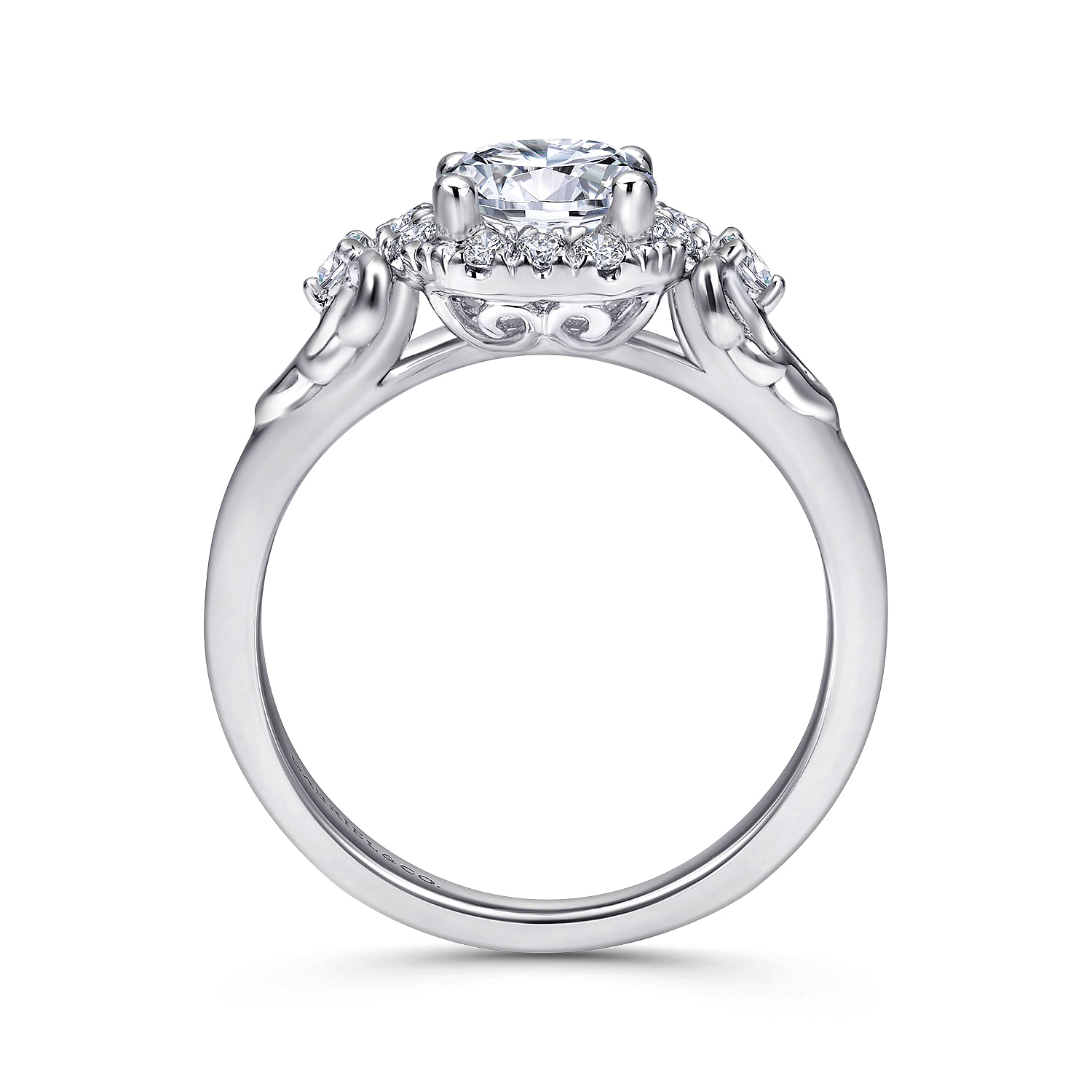 18k White Gold Diamond Halo Engagement Ring angle 2 18k White Gold Diamond Halo Engagement Ring angle 2