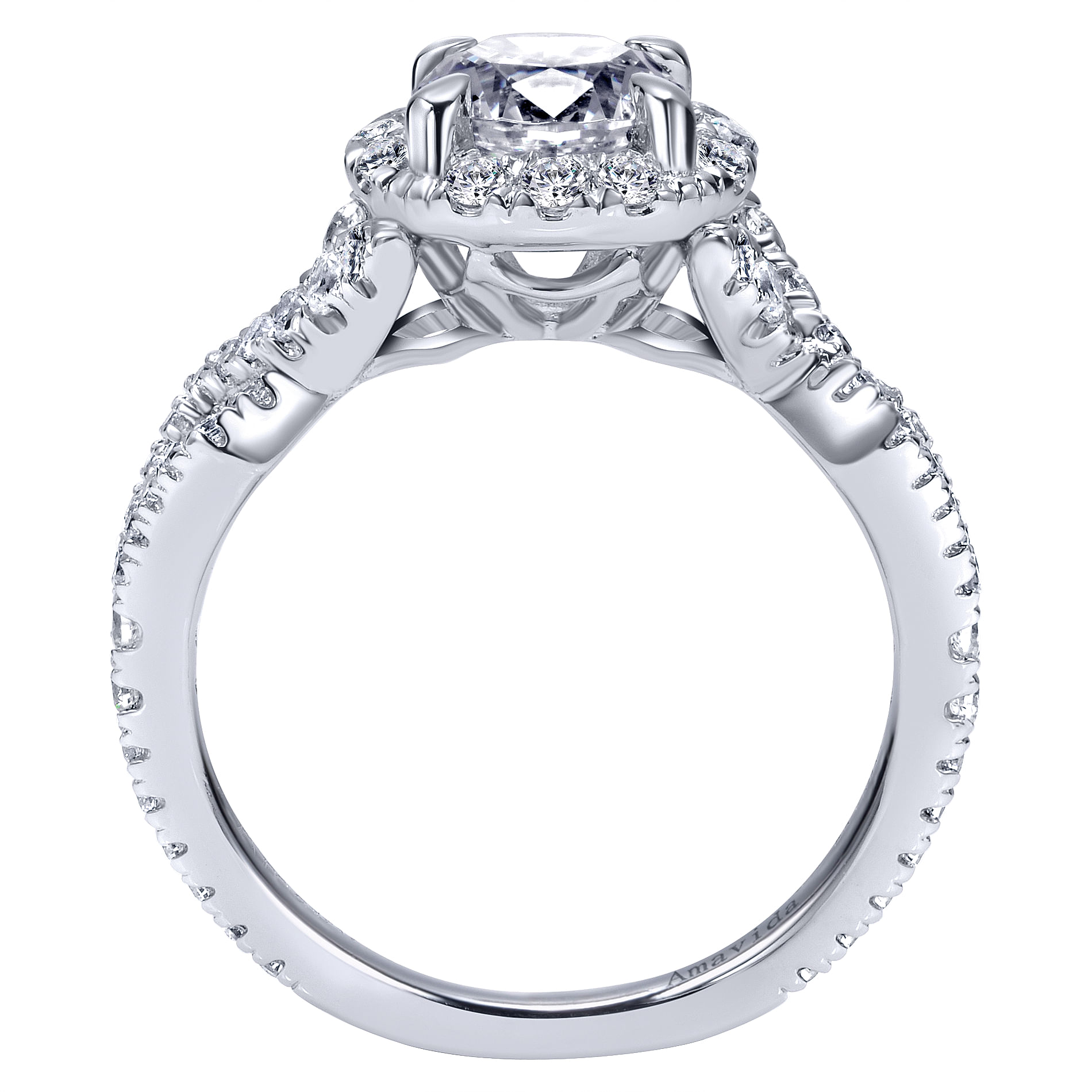 18k White Gold Diamond Halo Engagement Ring angle 2 18k White Gold Diamond Halo Engagement Ring angle 2