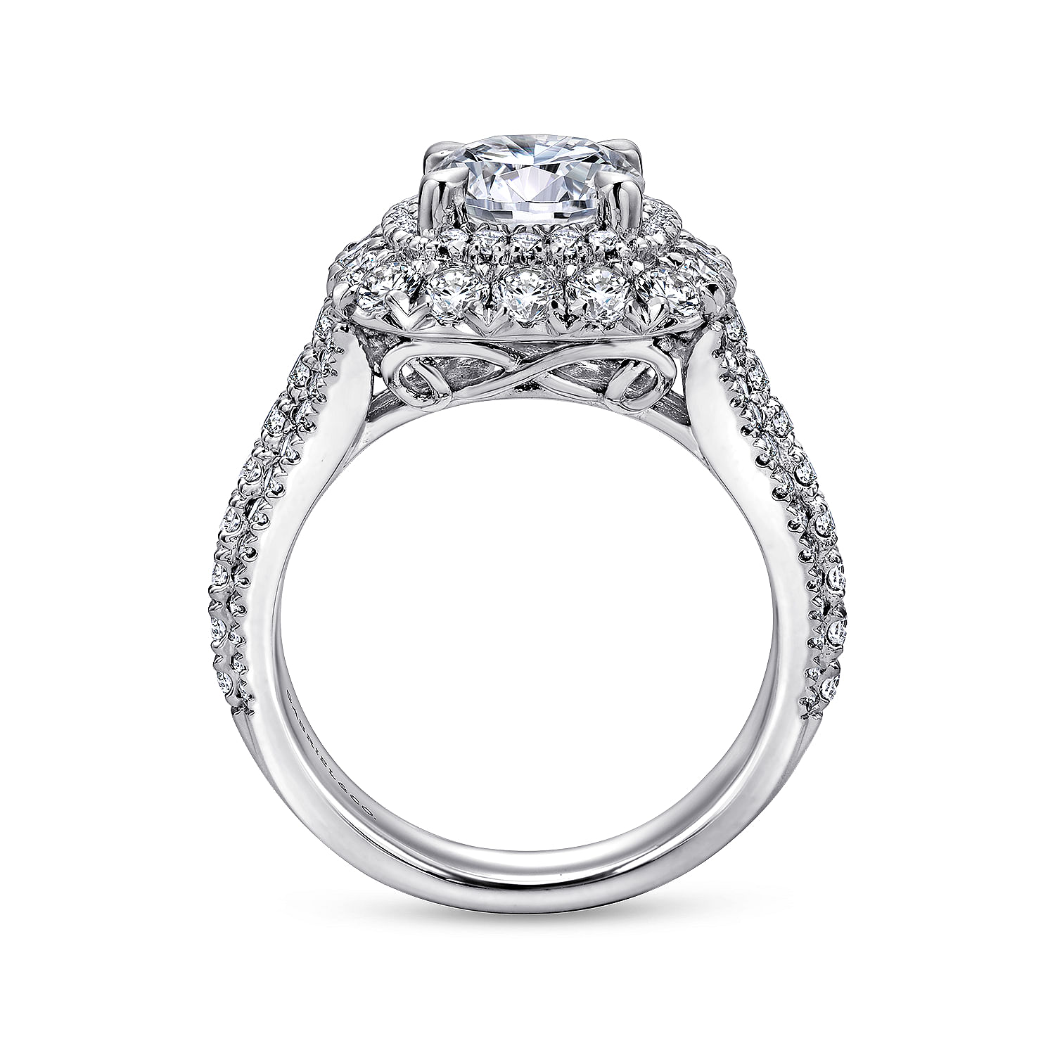 18k White Gold Diamond Halo Engagement Ring angle 2 18k White Gold Diamond Halo Engagement Ring angle 2