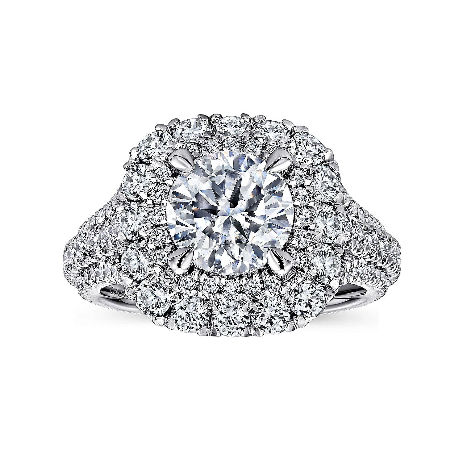 18k White Gold Diamond Halo Engagement Ring angle 5 18k White Gold Diamond Halo Engagement Ring angle 5