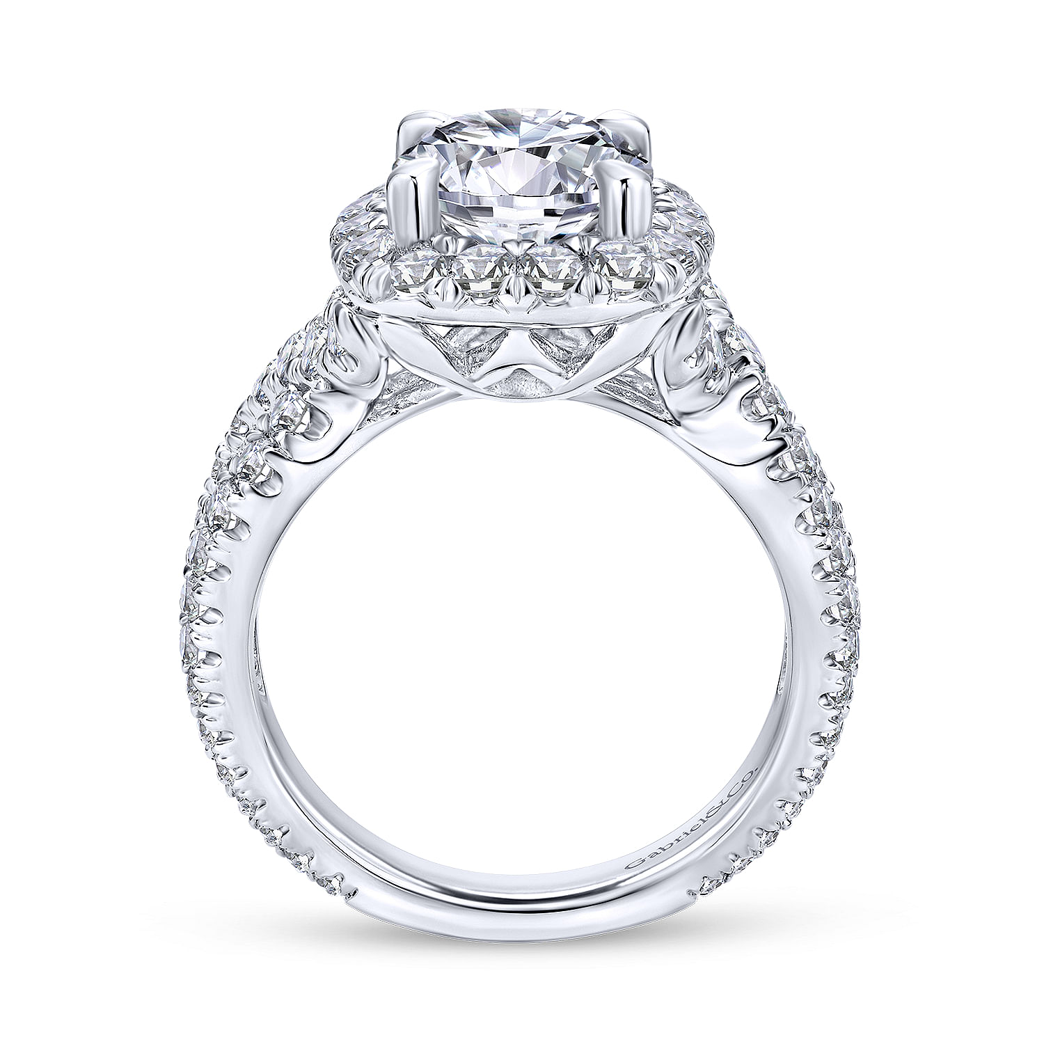 18k White Gold Diamond Halo Engagement Ring angle 2 18k White Gold Diamond Halo Engagement Ring angle 2