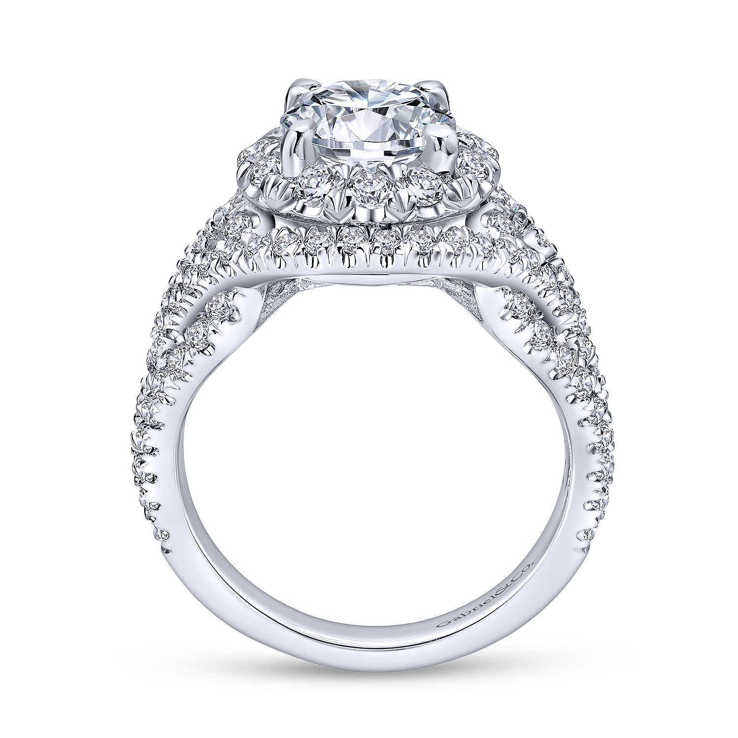 18k White Gold Diamond Halo Engagement Ring angle 2 18k White Gold Diamond Halo Engagement Ring angle 2