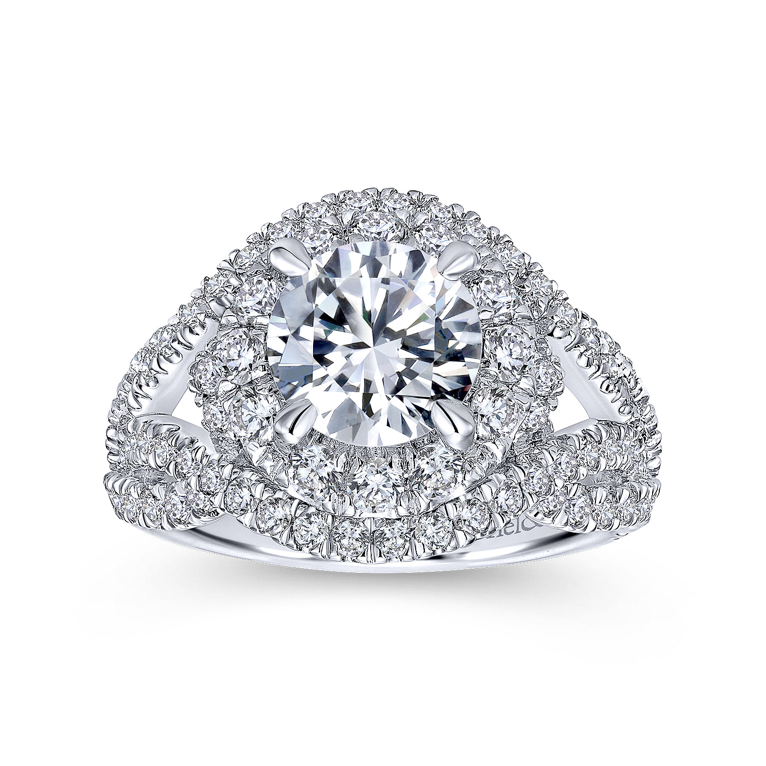 18k White Gold Diamond Halo Engagement Ring angle 5 18k White Gold Diamond Halo Engagement Ring angle 5