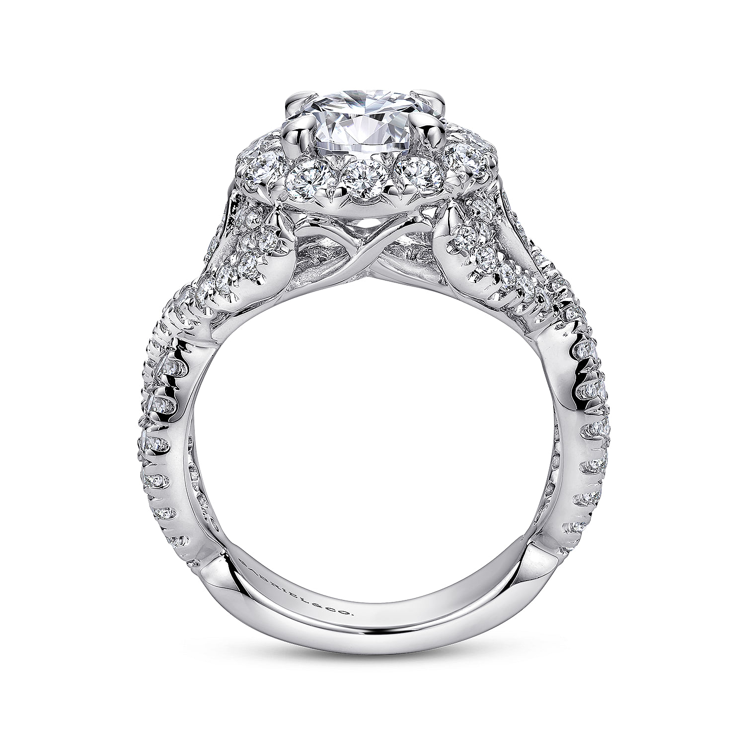 18k White Gold Diamond Halo Engagement Ring angle 2 18k White Gold Diamond Halo Engagement Ring angle 2