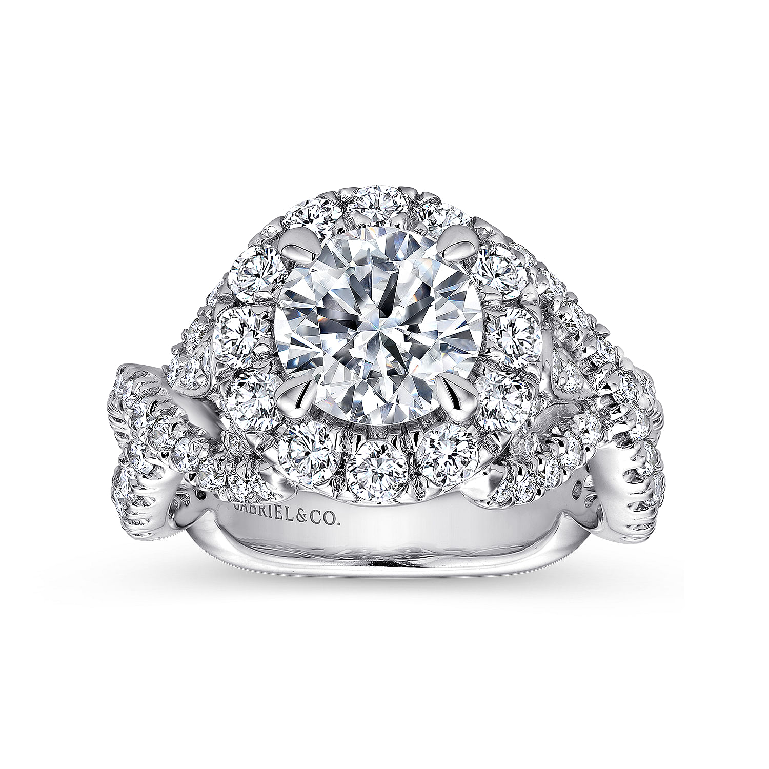 18k White Gold Diamond Halo Engagement Ring angle 5 18k White Gold Diamond Halo Engagement Ring angle 5