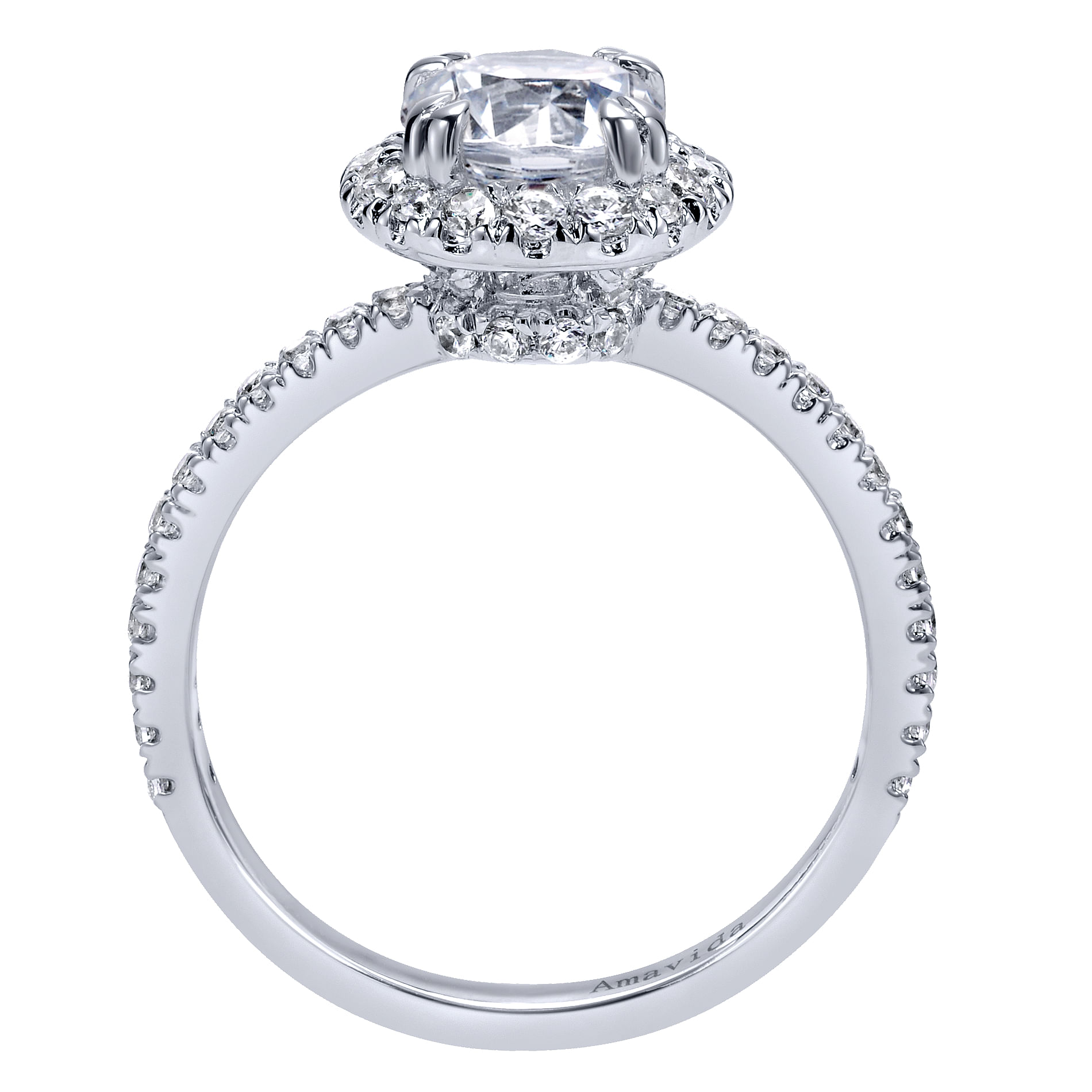 18k White Gold Diamond Halo Engagement Ring angle 2 18k White Gold Diamond Halo Engagement Ring angle 2