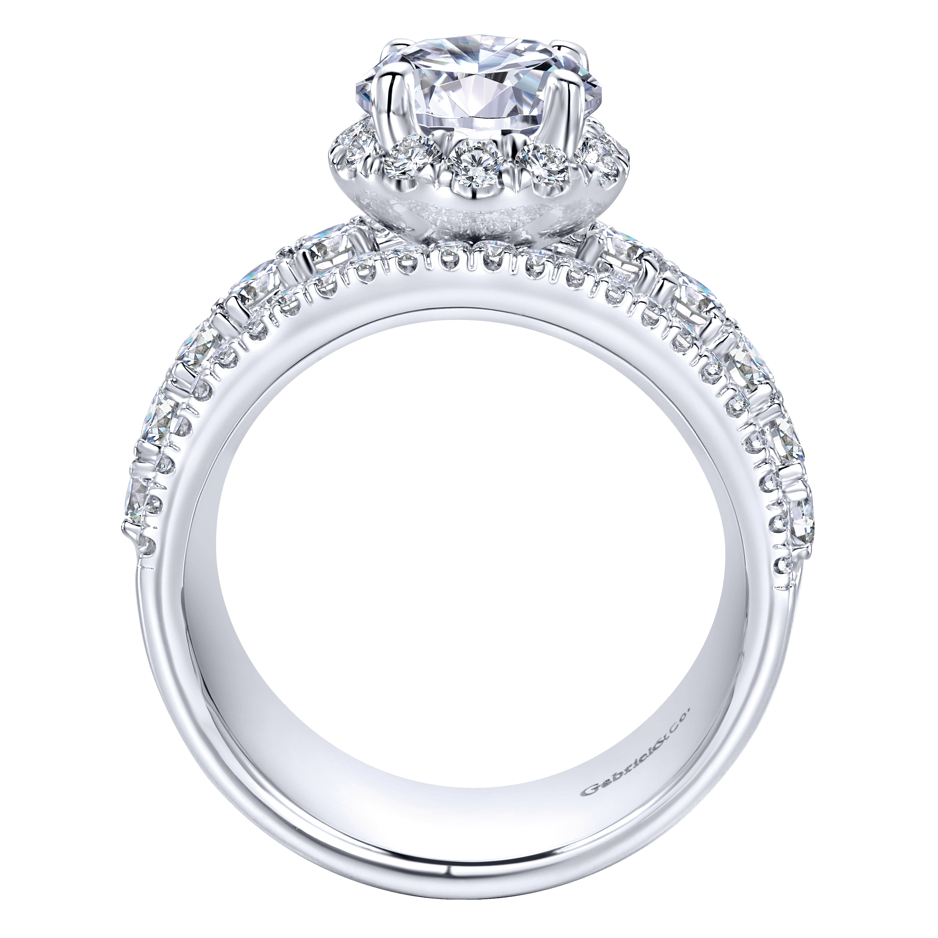 18k White Gold Diamond Halo Engagement Ring angle 2 18k White Gold Diamond Halo Engagement Ring angle 2