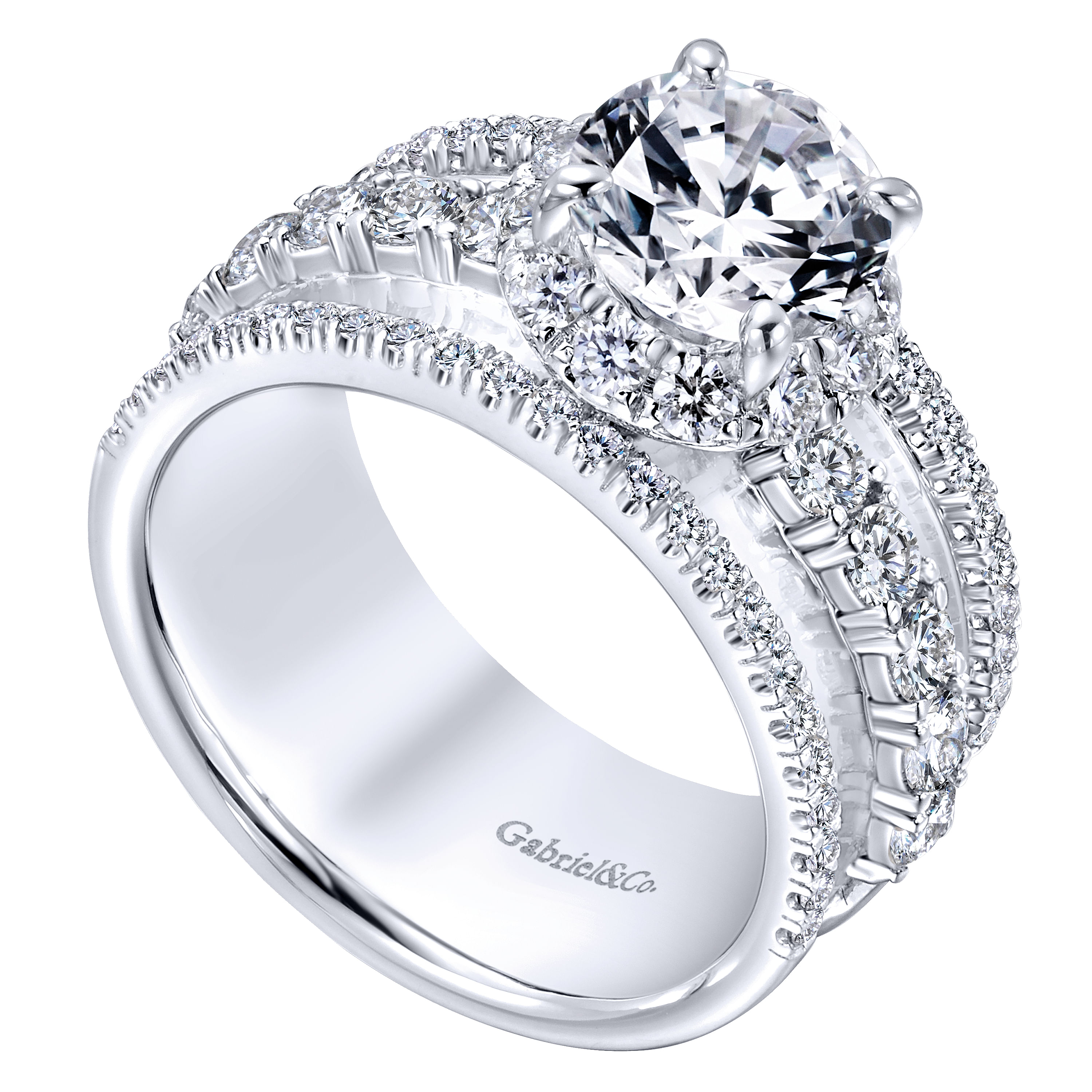 18k White Gold Diamond Halo Engagement Ring angle 3 18k White Gold Diamond Halo Engagement Ring angle 3