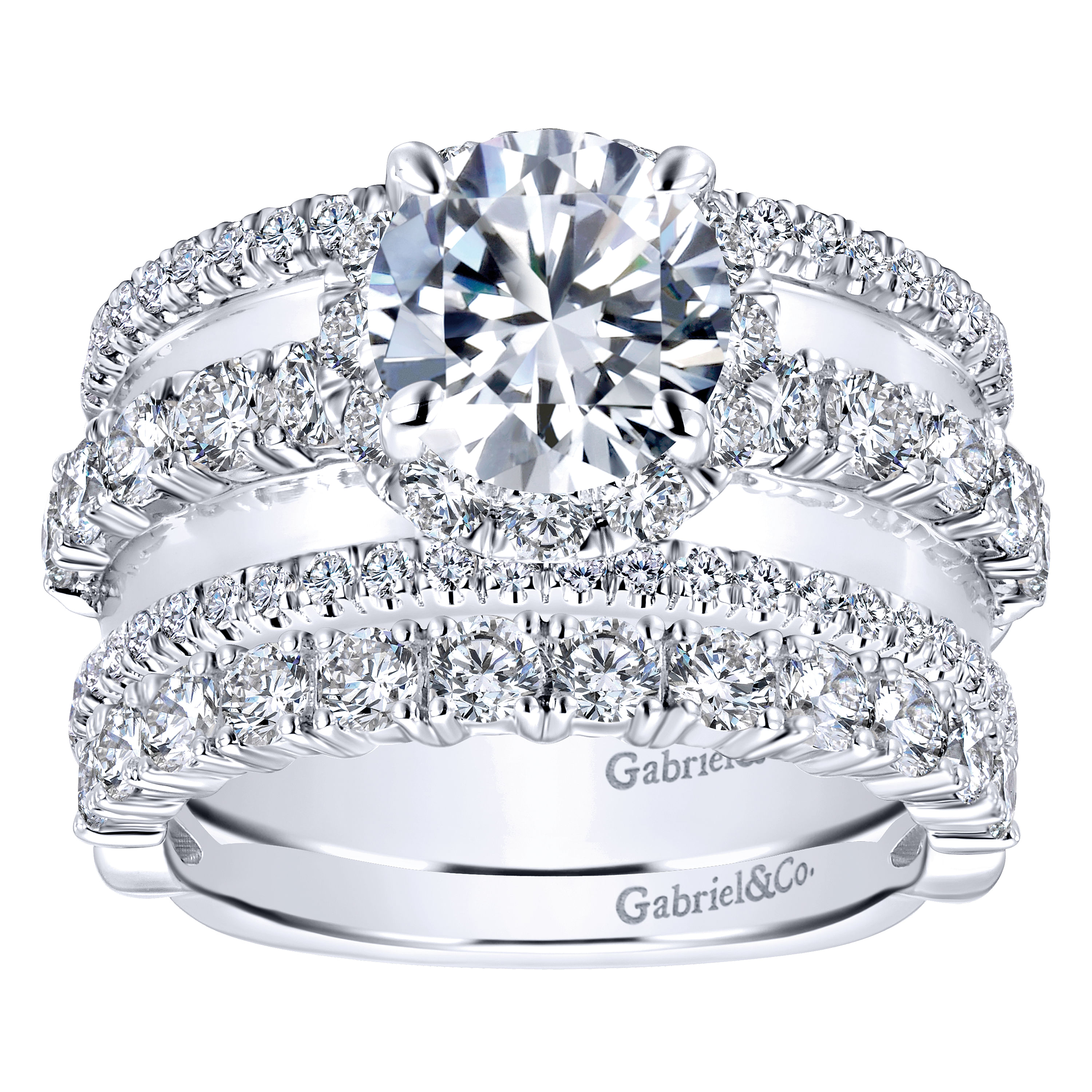 18k White Gold Diamond Halo Engagement Ring angle 4 18k White Gold Diamond Halo Engagement Ring angle 4