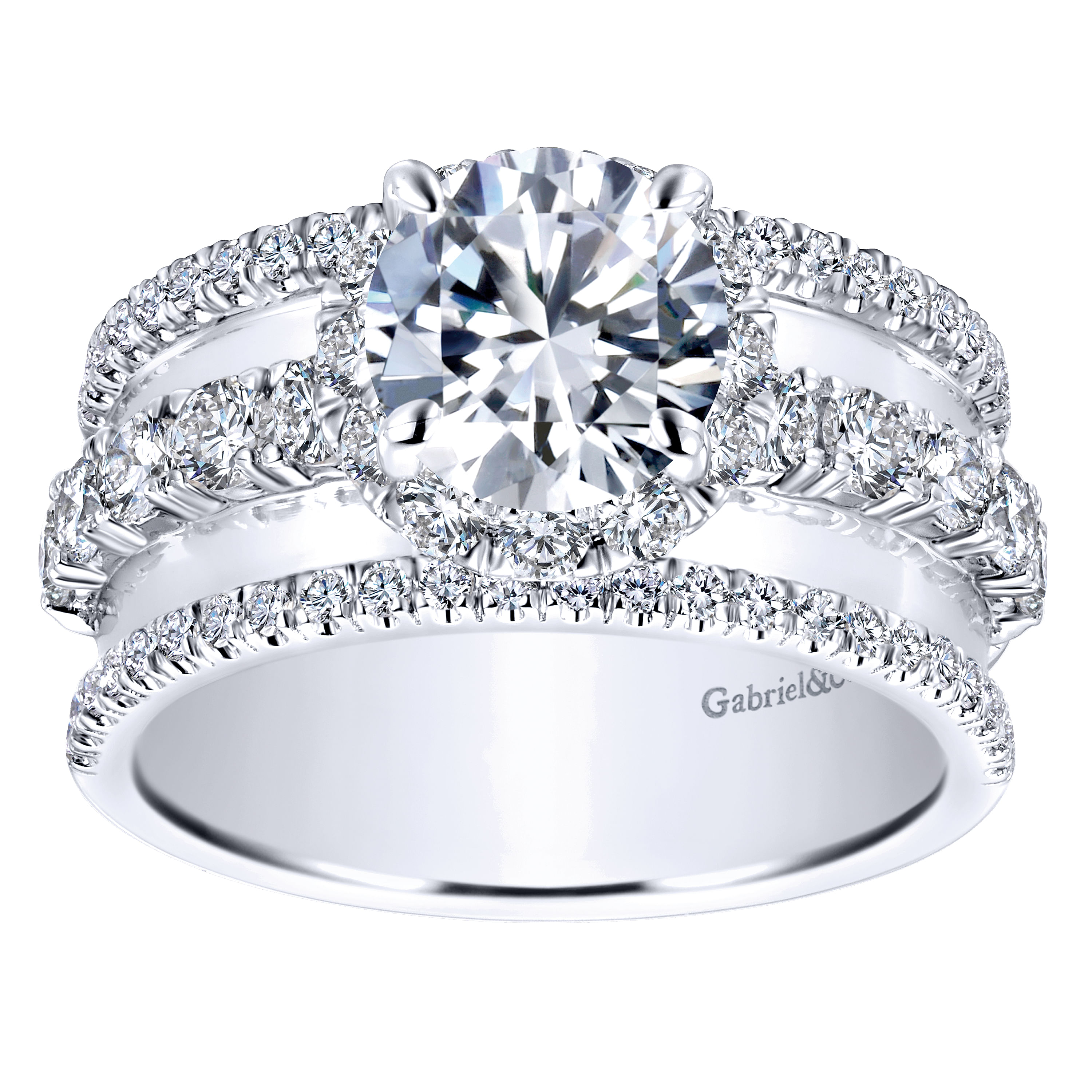 18k White Gold Diamond Halo Engagement Ring angle 5 18k White Gold Diamond Halo Engagement Ring angle 5