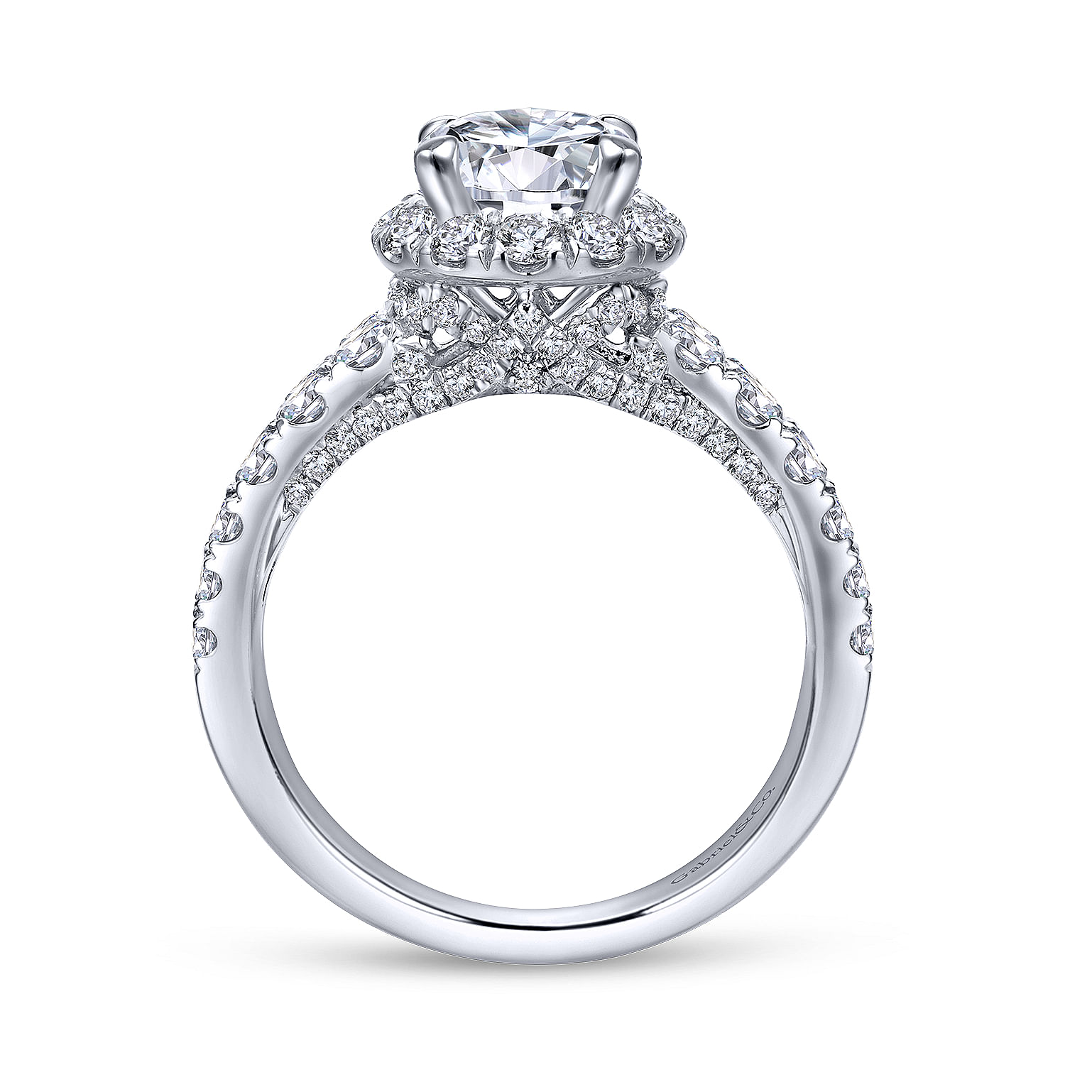 18k White Gold Diamond Halo Engagement Ring angle 2 18k White Gold Diamond Halo Engagement Ring angle 2