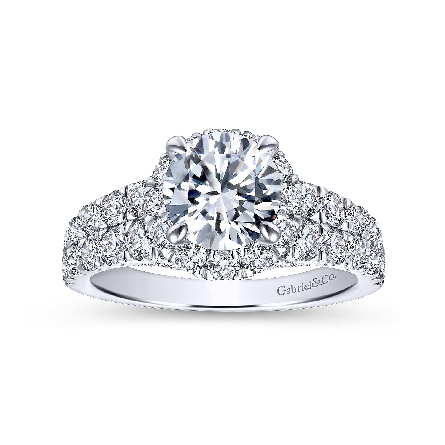 18k White Gold Diamond Halo Engagement Ring angle 5 18k White Gold Diamond Halo Engagement Ring angle 5