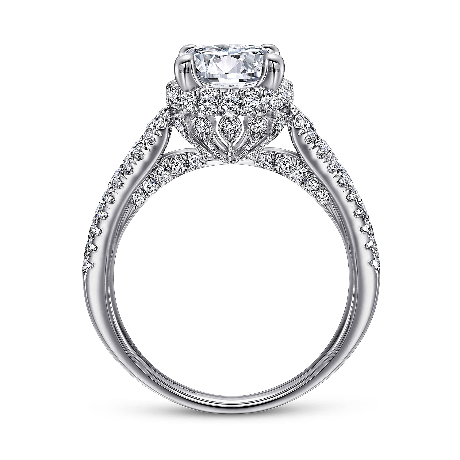 18k White Gold Diamond Halo Engagement Ring angle 2 18k White Gold Diamond Halo Engagement Ring angle 2