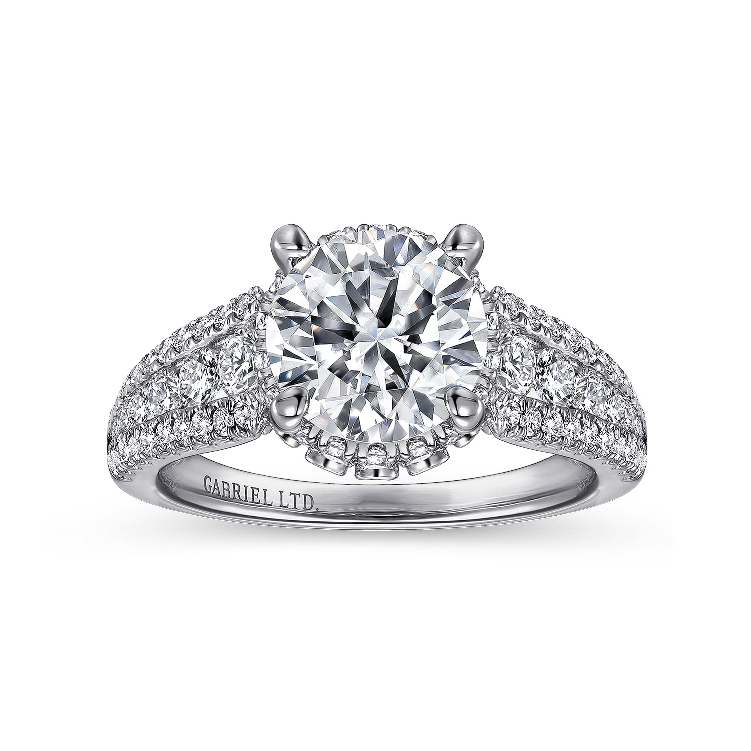 18k White Gold Diamond Halo Engagement Ring angle 5 18k White Gold Diamond Halo Engagement Ring angle 5