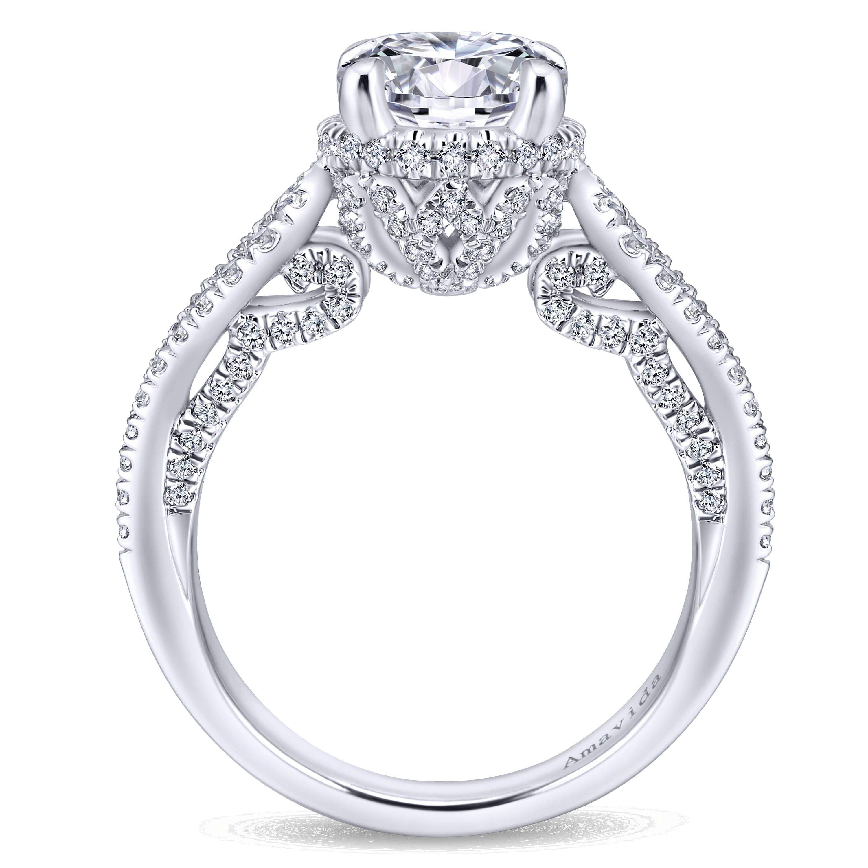 18k White Gold Diamond Halo Engagement Ring angle 2 18k White Gold Diamond Halo Engagement Ring angle 2