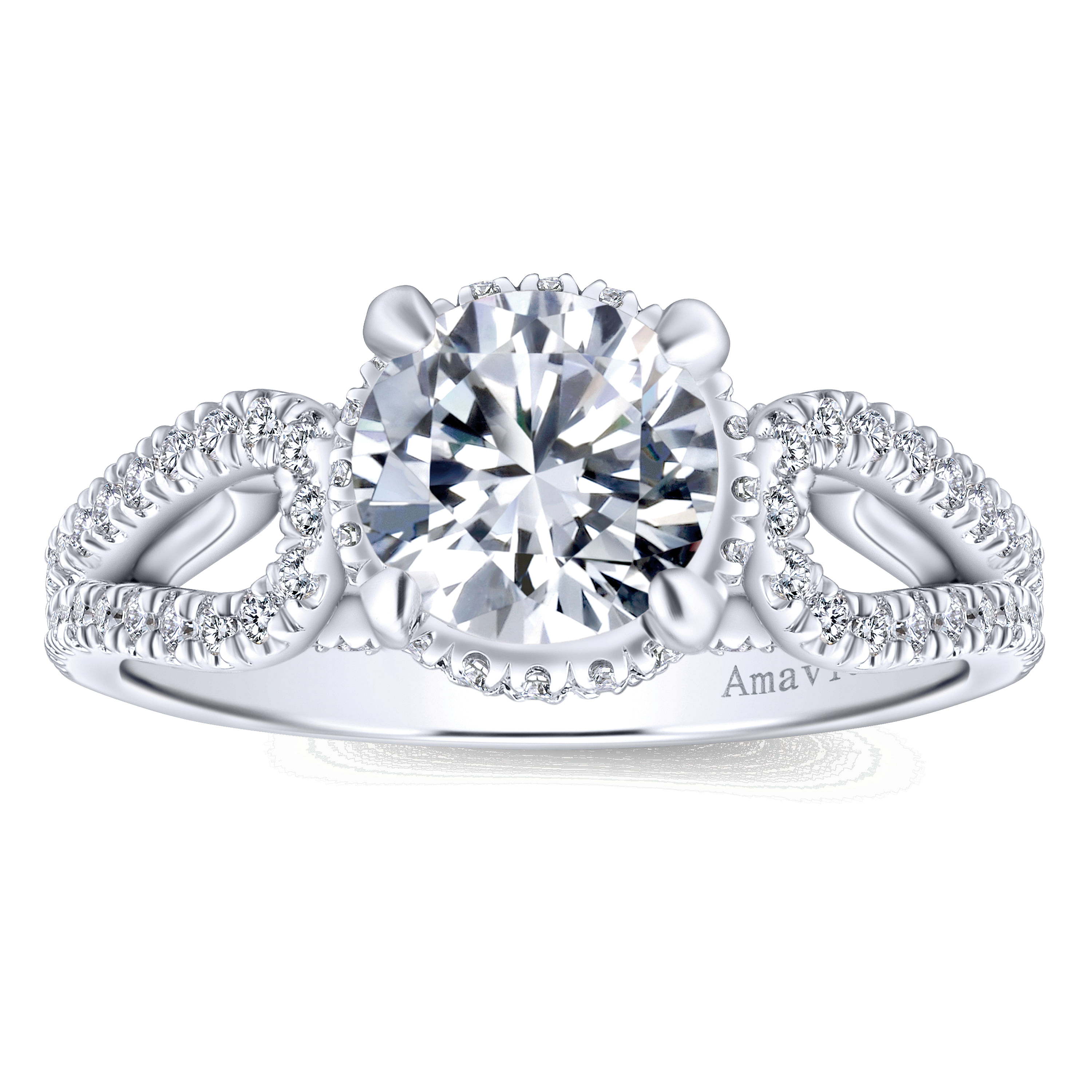 18k White Gold Diamond Halo Engagement Ring angle 5 18k White Gold Diamond Halo Engagement Ring angle 5