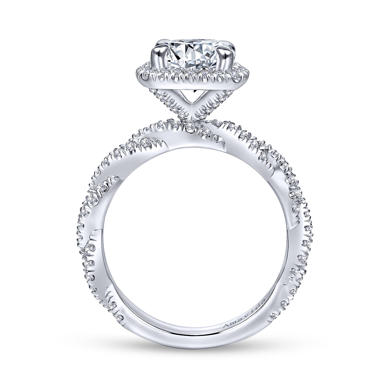 18k White Gold Diamond Halo Engagement Ring angle 2 18k White Gold Diamond Halo Engagement Ring angle 2