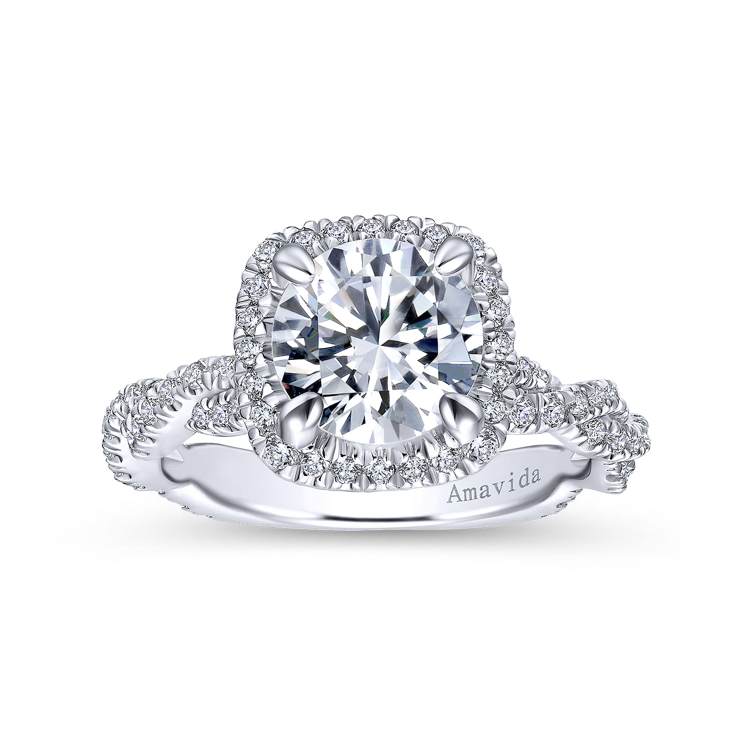 18k White Gold Diamond Halo Engagement Ring angle 5 18k White Gold Diamond Halo Engagement Ring angle 5