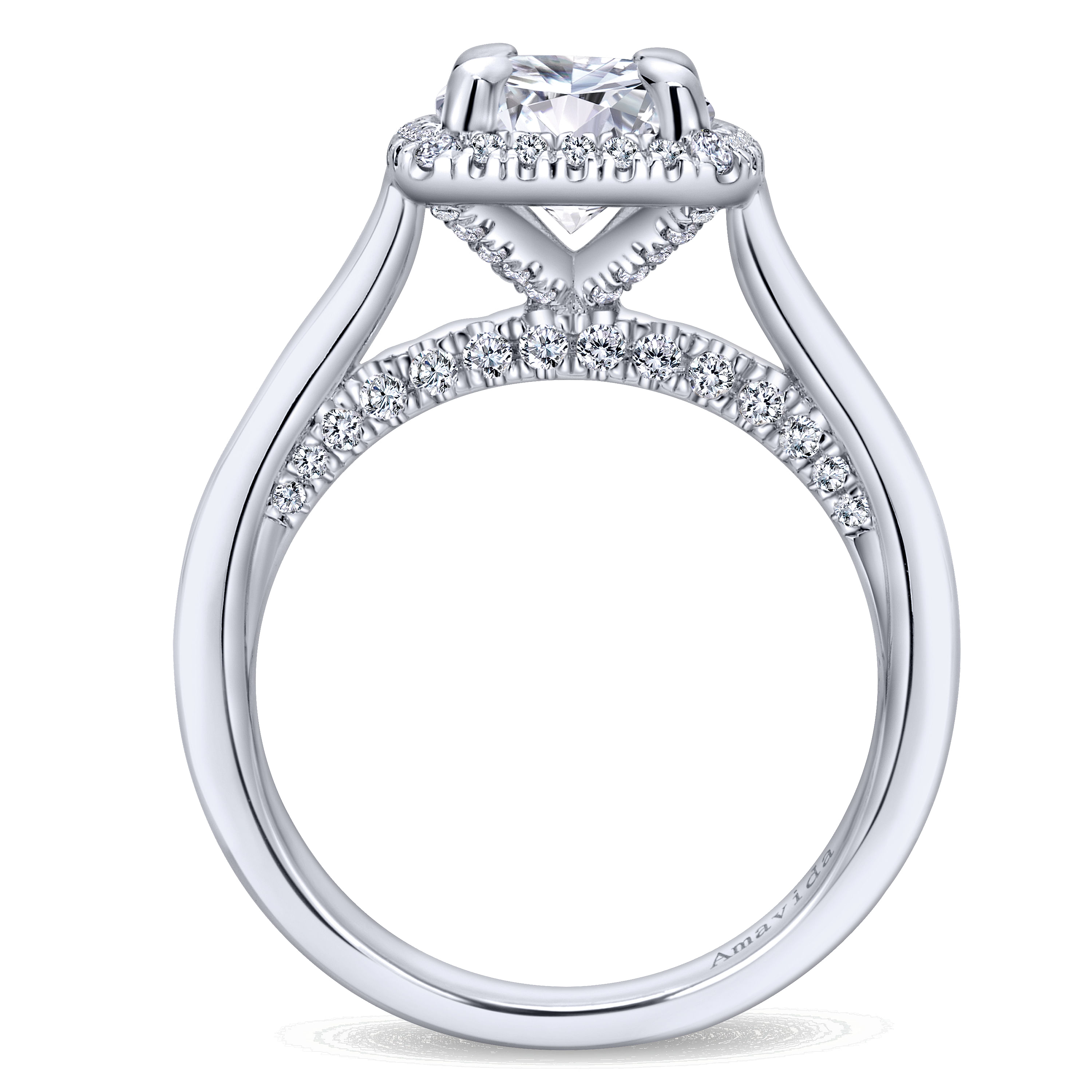 18k White Gold Diamond Halo Engagement Ring angle 2 18k White Gold Diamond Halo Engagement Ring angle 2