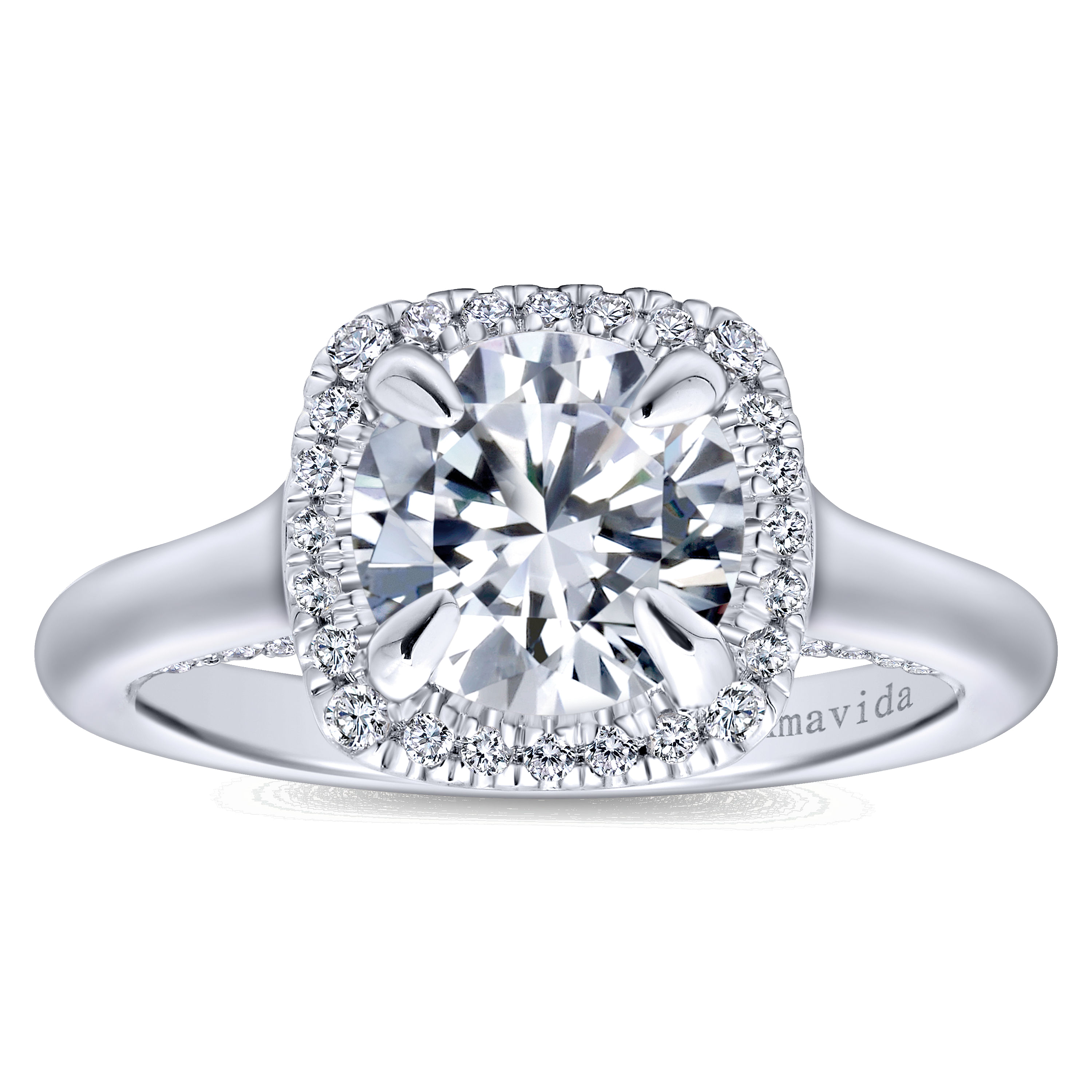 18k White Gold Diamond Halo Engagement Ring angle 5 18k White Gold Diamond Halo Engagement Ring angle 5