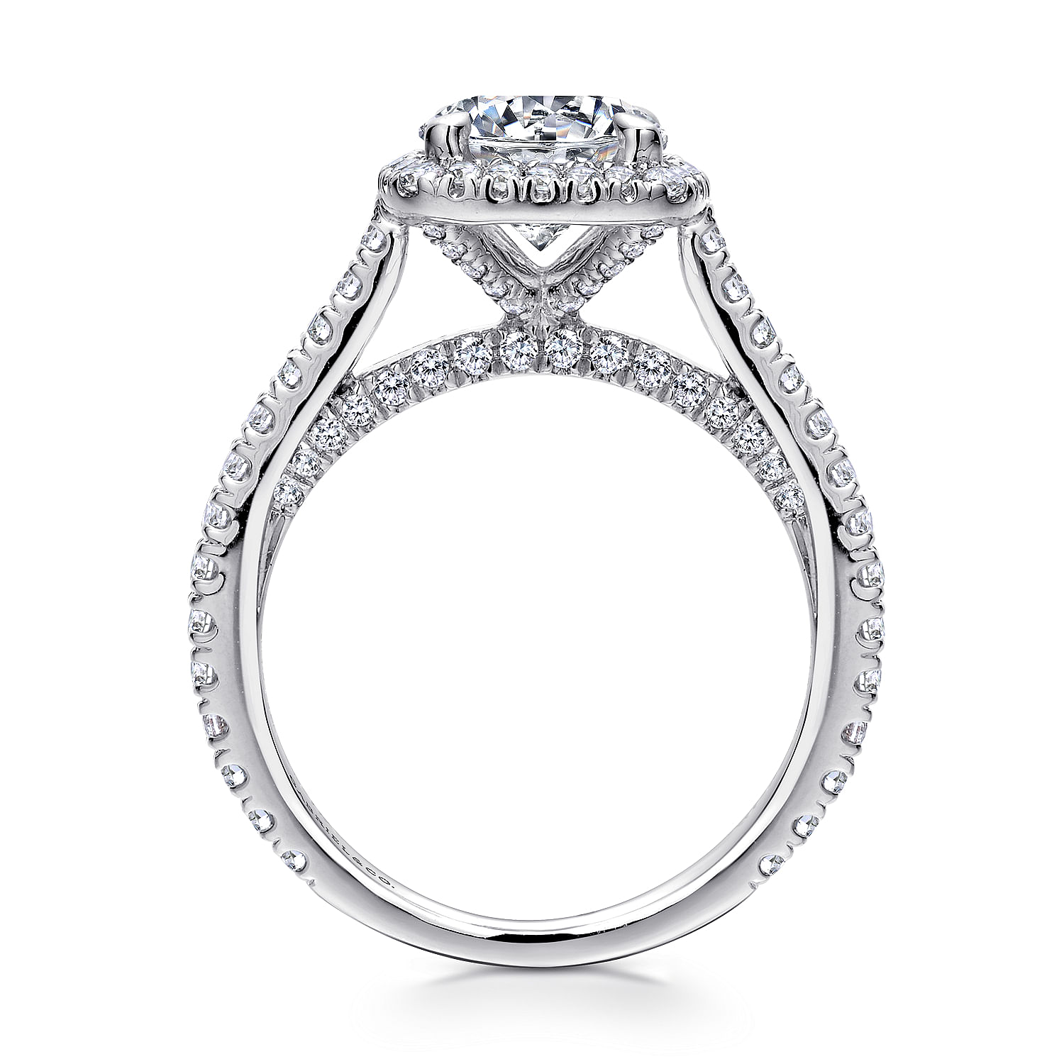 18k White Gold Diamond Halo Engagement Ring angle 2 18k White Gold Diamond Halo Engagement Ring angle 2