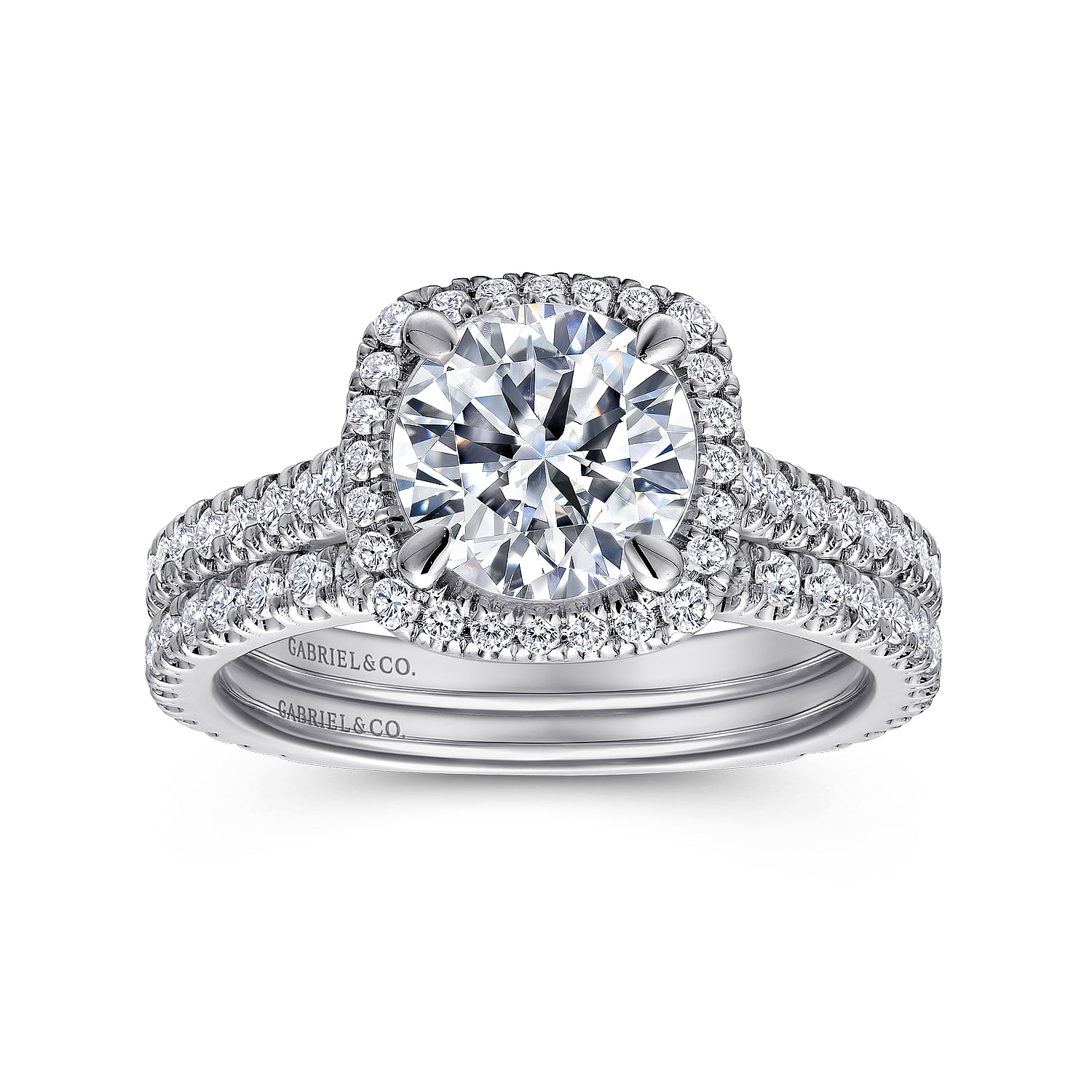 18k White Gold Diamond Halo Engagement Ring angle 4 18k White Gold Diamond Halo Engagement Ring angle 4