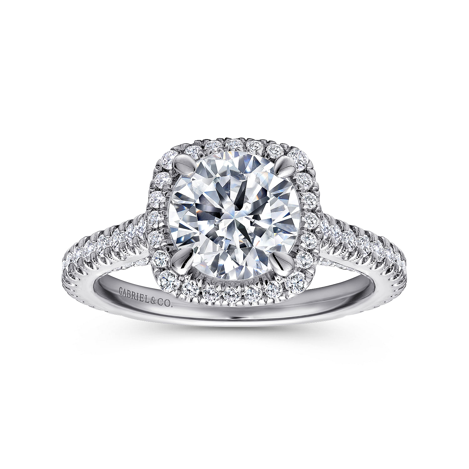 18k White Gold Diamond Halo Engagement Ring angle 5 18k White Gold Diamond Halo Engagement Ring angle 5