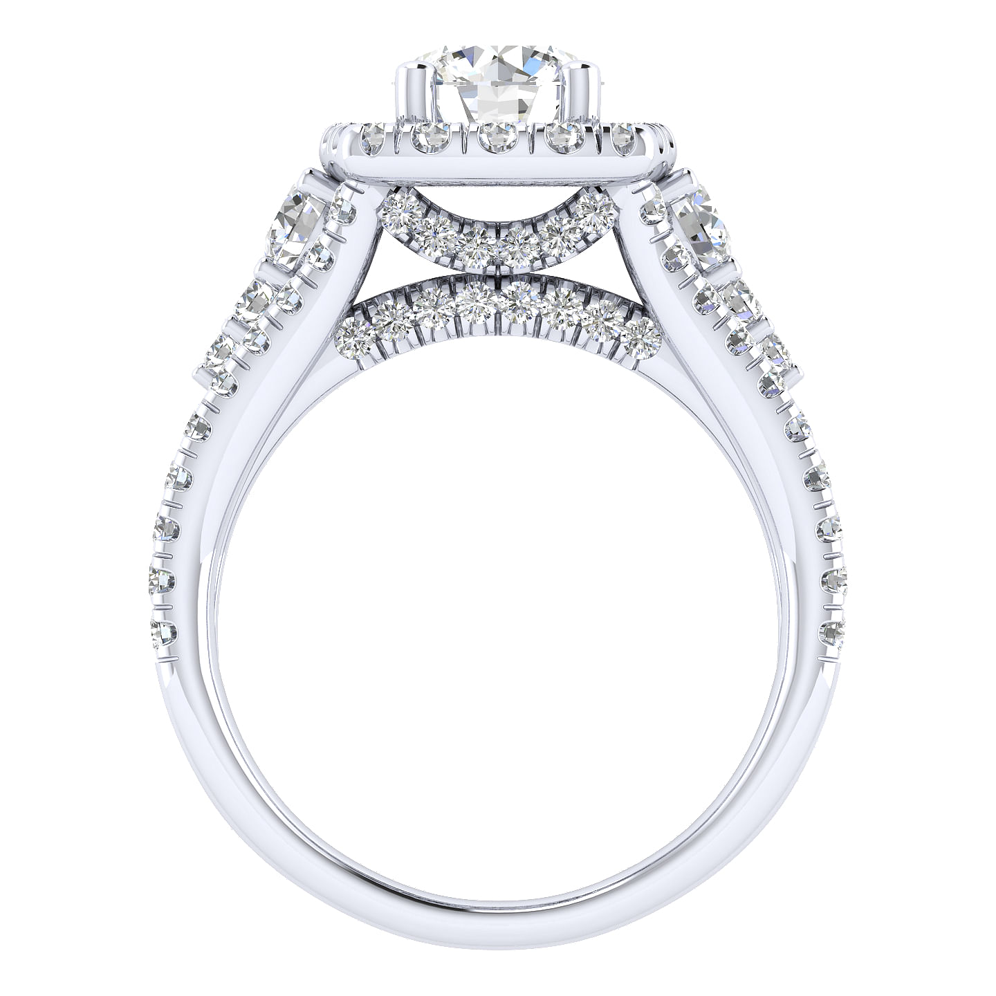 18k White Gold Diamond Halo Engagement Ring angle 2 18k White Gold Diamond Halo Engagement Ring angle 2