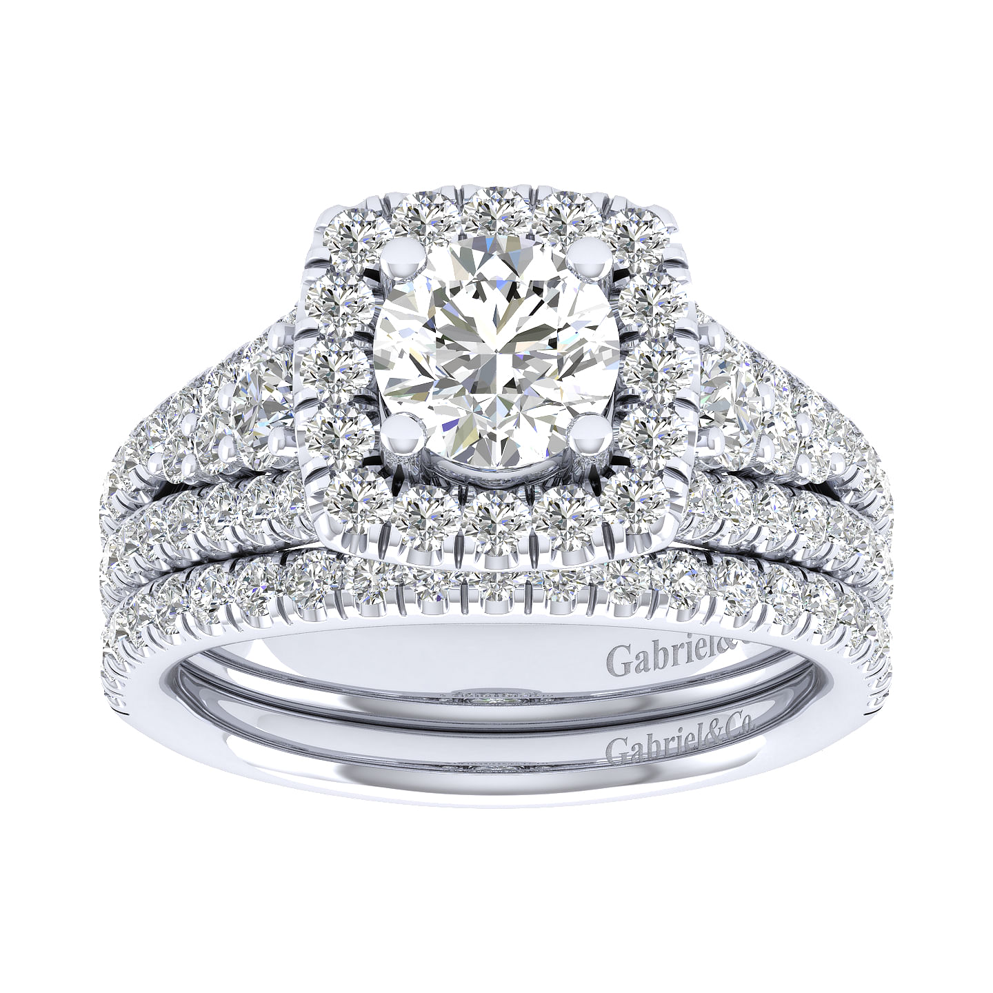 18k White Gold Diamond Halo Engagement Ring angle 4 18k White Gold Diamond Halo Engagement Ring angle 4