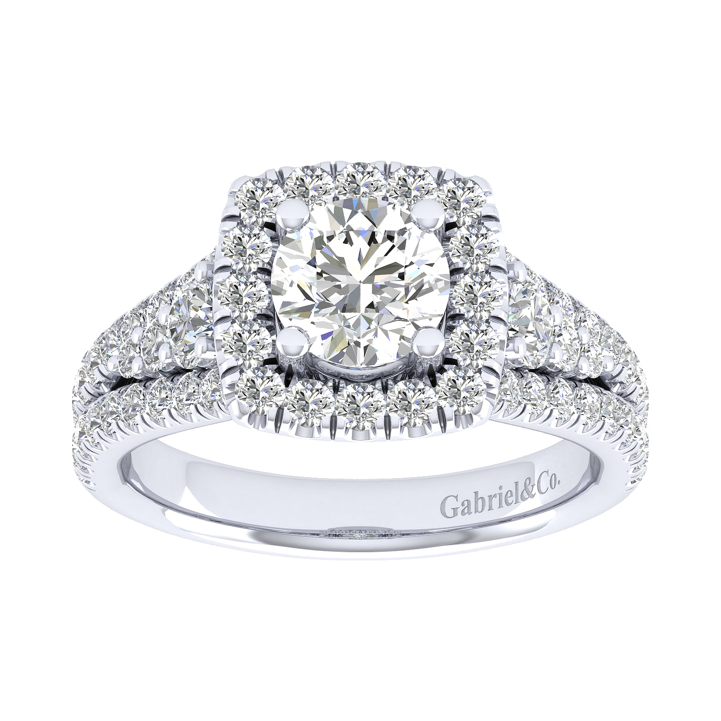 18k White Gold Diamond Halo Engagement Ring angle 5 18k White Gold Diamond Halo Engagement Ring angle 5
