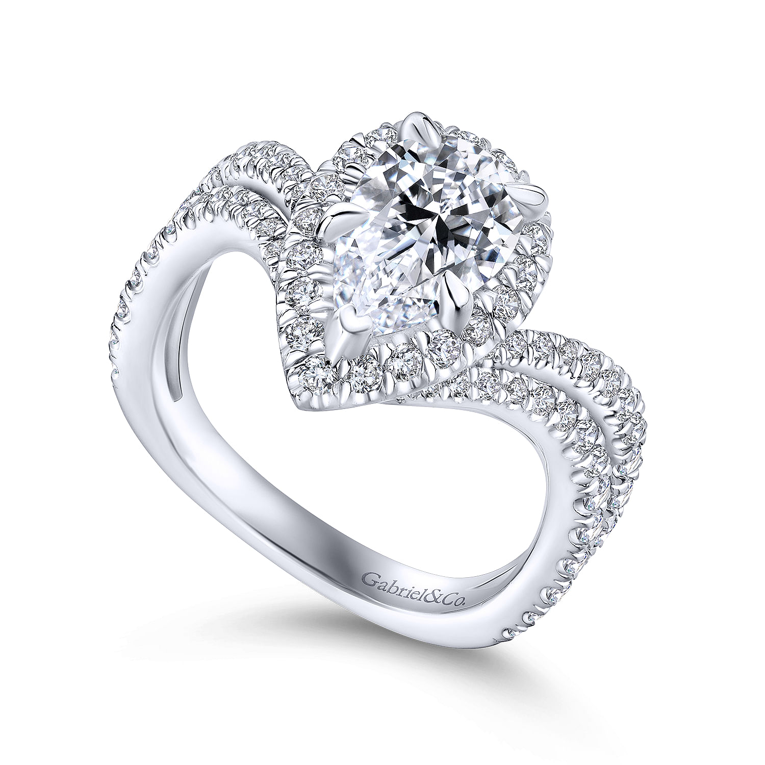 18k White Gold Diamond Halo Engagement Ring angle 3 18k White Gold Diamond Halo Engagement Ring angle 3