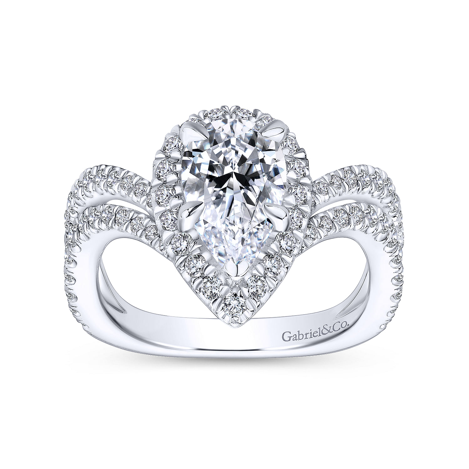 18k White Gold Diamond Halo Engagement Ring angle 5 18k White Gold Diamond Halo Engagement Ring angle 5