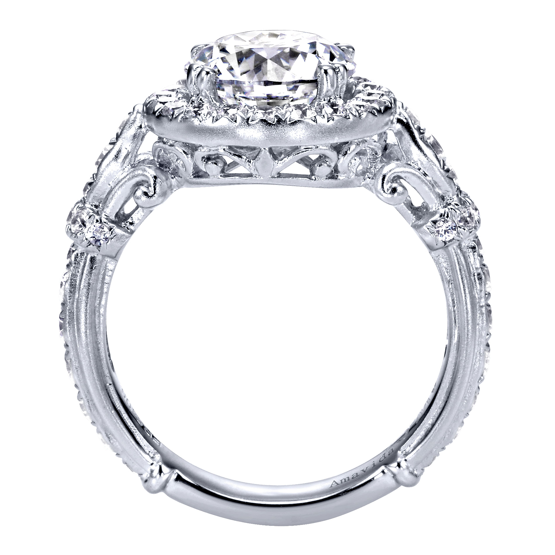 18k White Gold Diamond Halo Engagement Ring angle 2 18k White Gold Diamond Halo Engagement Ring angle 2