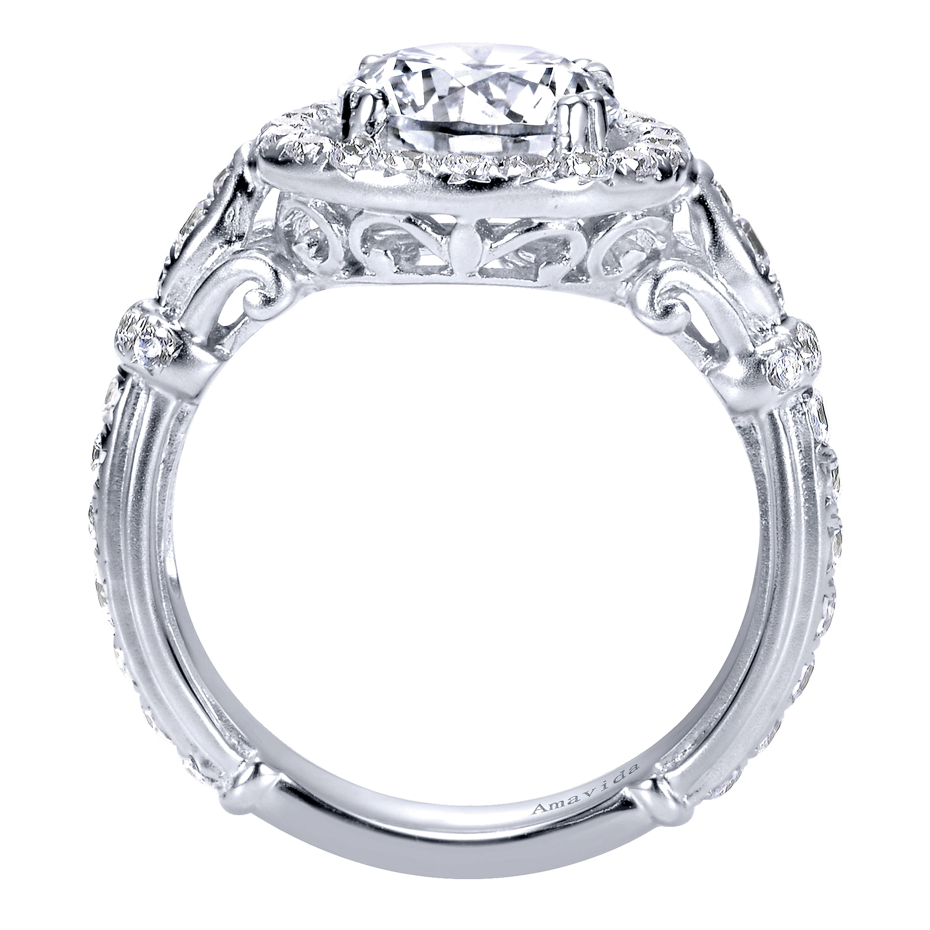 18k White Gold Diamond Halo Engagement Ring angle 2 18k White Gold Diamond Halo Engagement Ring angle 2